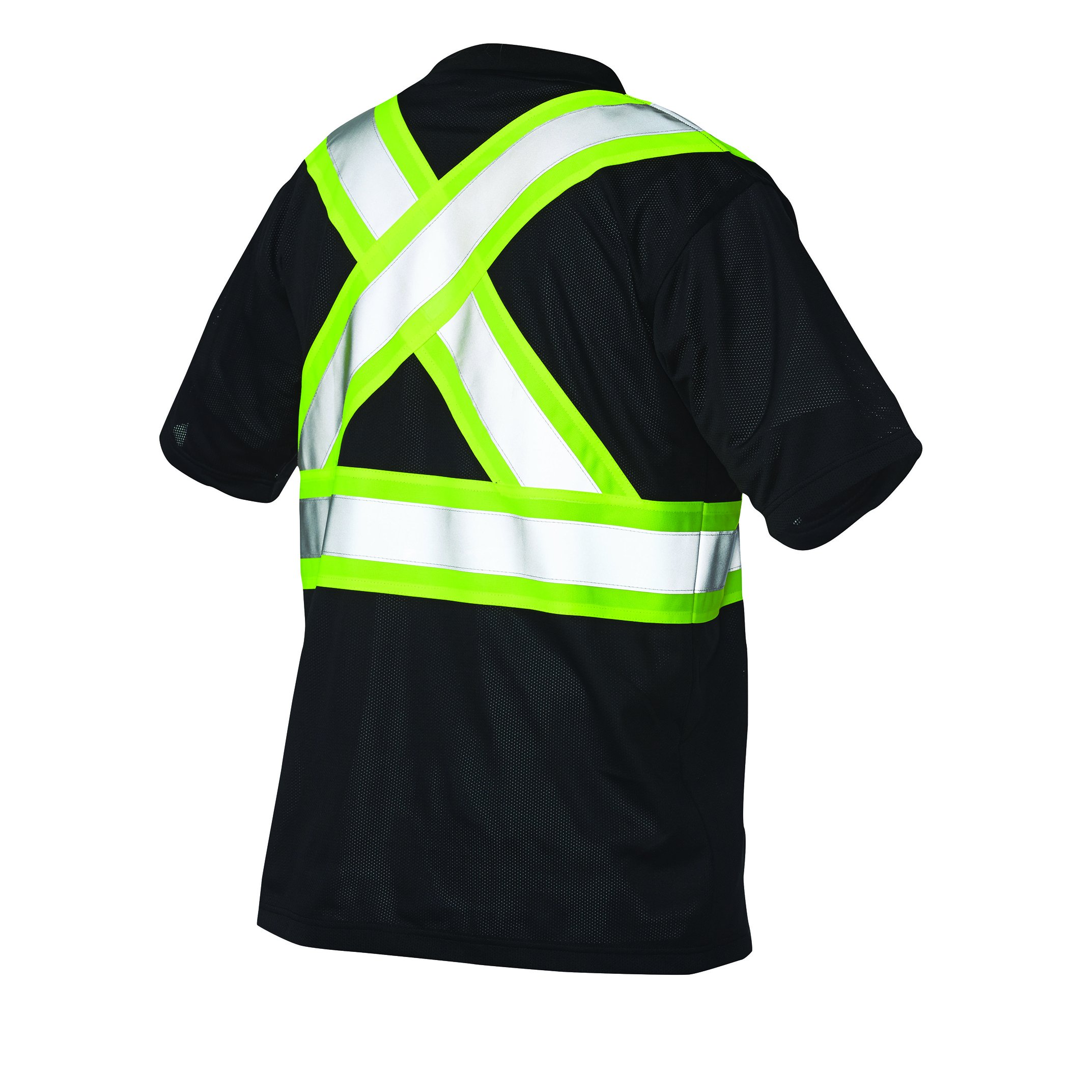 Work King Men's Safety Crew Neck Short Sleeve High Visibility T-Shirt, Black, XX-Large