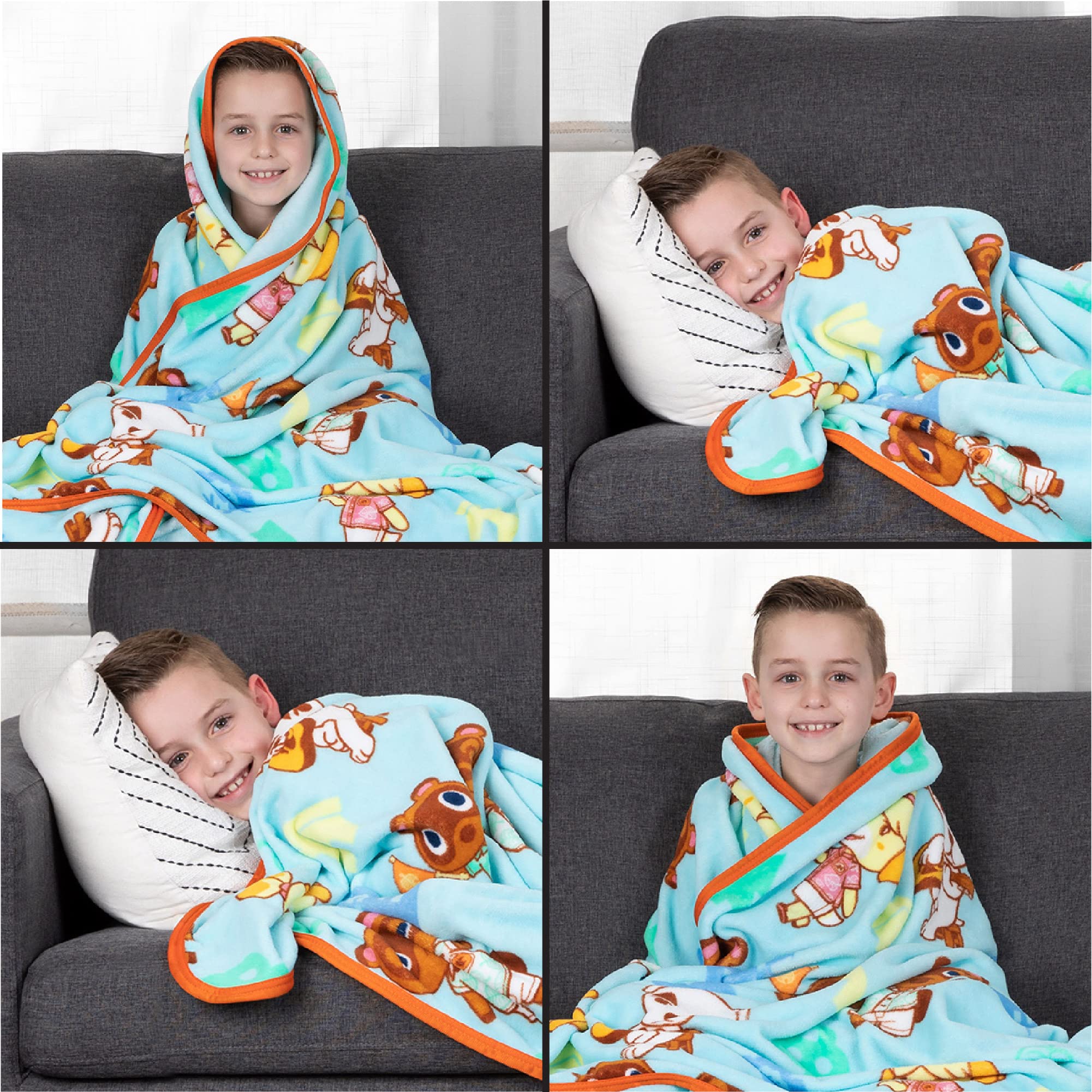 Franco Literie pour Enfants, Couverture en Peluche Super Douce, 157,5 x 228,6 cm, Animal Crossing
