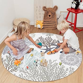 Amazon.com: Round Area Rug 6ft Nautical Coastal Ocean Coral