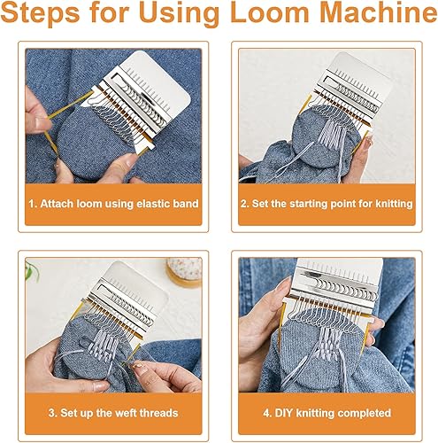 Miniatura 5 de Jexine Mini Huevo de Zurcir para Calcetines 14 Ganchos Pequeño Estilo Speedweve Telar de Tejido de Zurcido con 9 Pcs Agujas de Ojo Grande 50