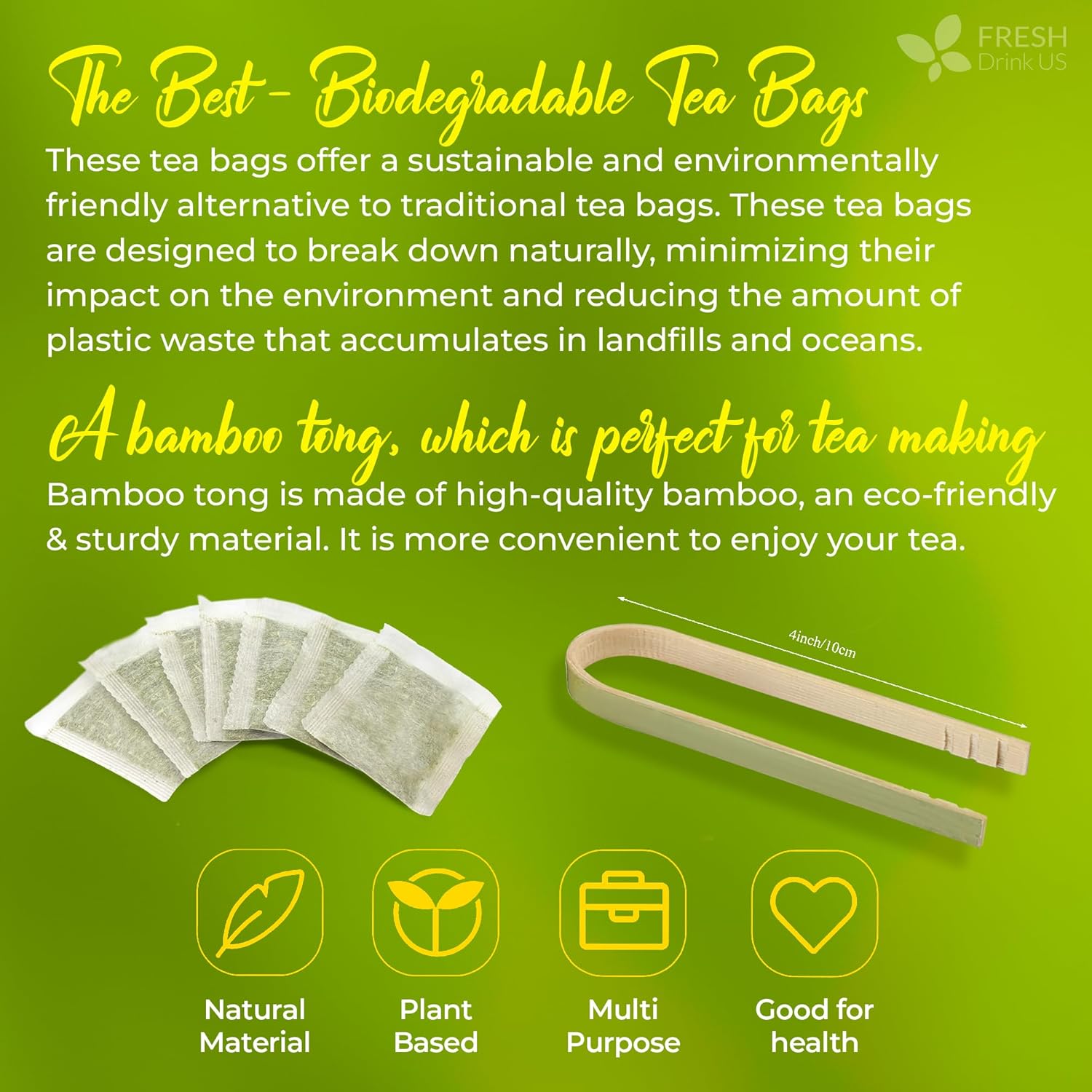 FreshDrinkUS, Avocado Leaf Tea Bags | 75 Count | Premium Dried Avocado Leaves Herbal Tea – Caffeine Free Botanical Tea – Fresh, Smooth & Earthy Flavor. Sugar Free. Vegan