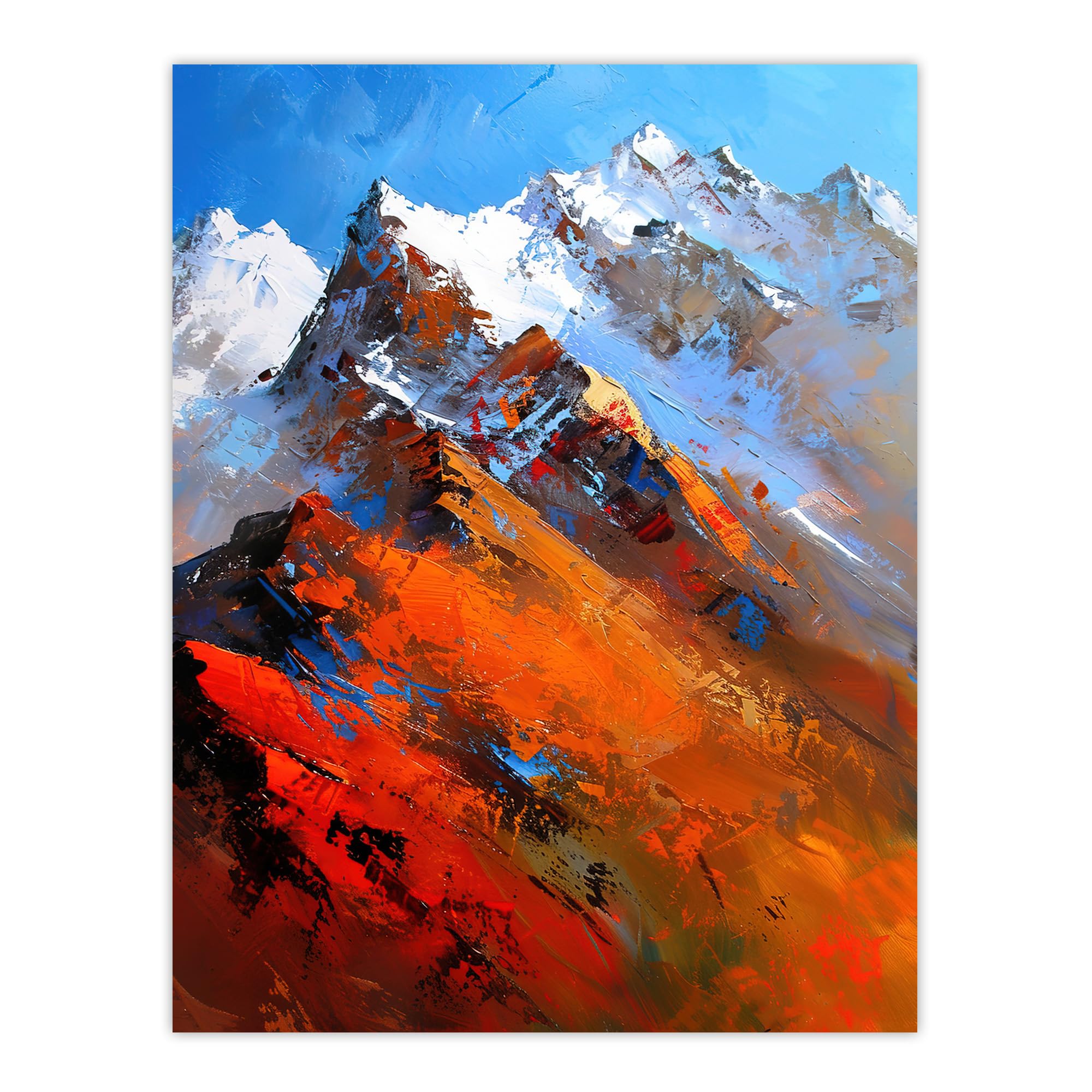 Artery8 Himalayan Mountain Range Palette Knife Painting Living Room Large Wall Art Poster Print Thick Paper 18X24 Inch