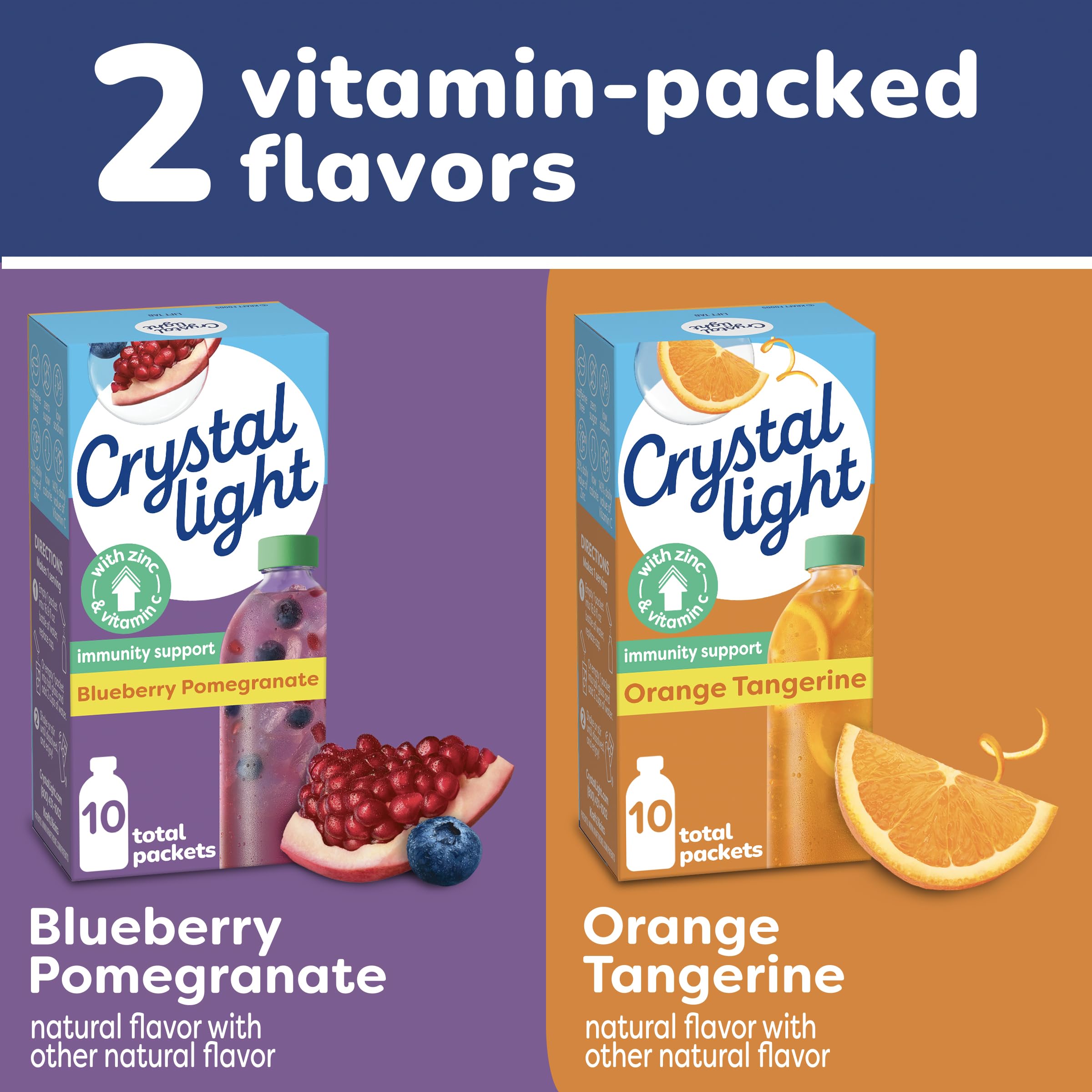 2 Pack Crystal Light Immunity: Blueberry Pomegranate and Orange Tangerine