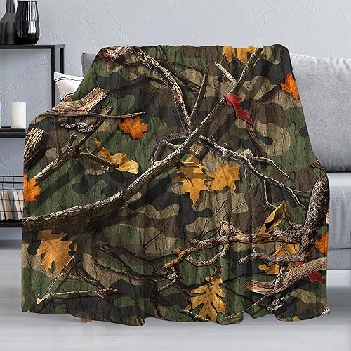 Manta clásica de camuflaje forestal para sofá, manta de forro polar de felpa súper suave y cómoda, manta decorativa de franela de vellón para todas