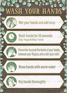 Teacher Created Resources Eucalyptus Wash Your Hands Chart, 17" x 22"