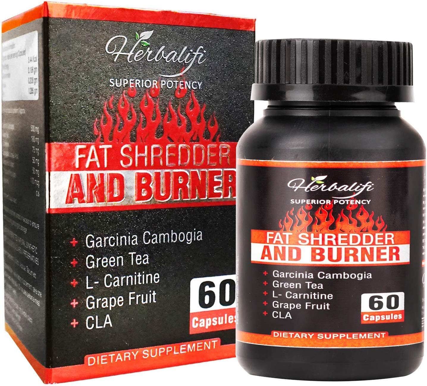 Herbalifi Fast Fat Burner for Men & Women Fat Burner capsules for weight loss Supplement for Men & Women with Garcinia Cambogia, Green Tea, L-Carnitine, Grape Fruit, CLA (60 Veg Capsules)