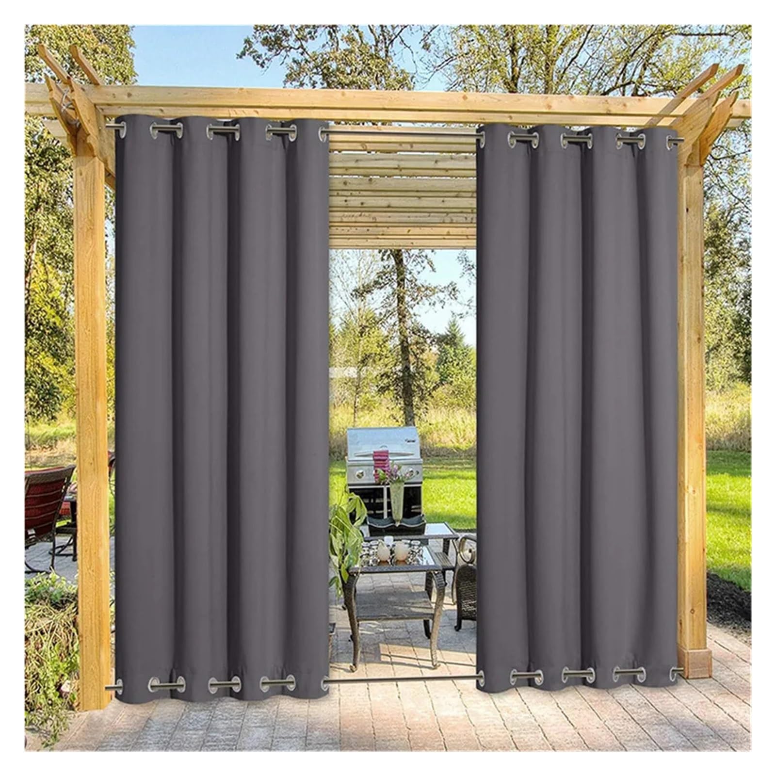 LPATEBCVU Pergola Curtains Outdoor Patio Curtains Blackout Privacy For Gazebo Porch(Dark grey,W150xH160cm 1pc)