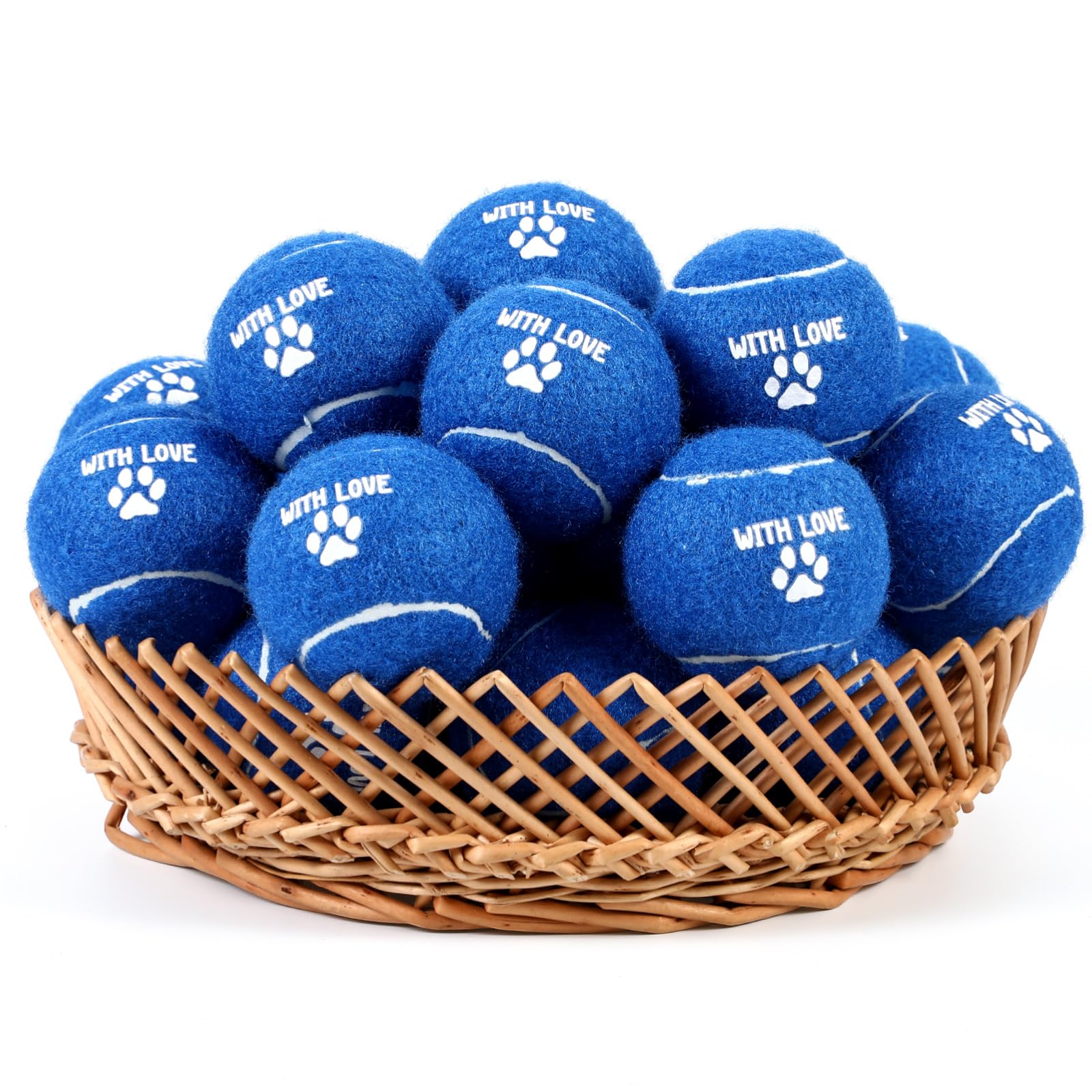 Soulchen 25 Pcs Wedding Favor Tennis Balls for Dogs 2 5 Inch with Love Paw Print Design Navy