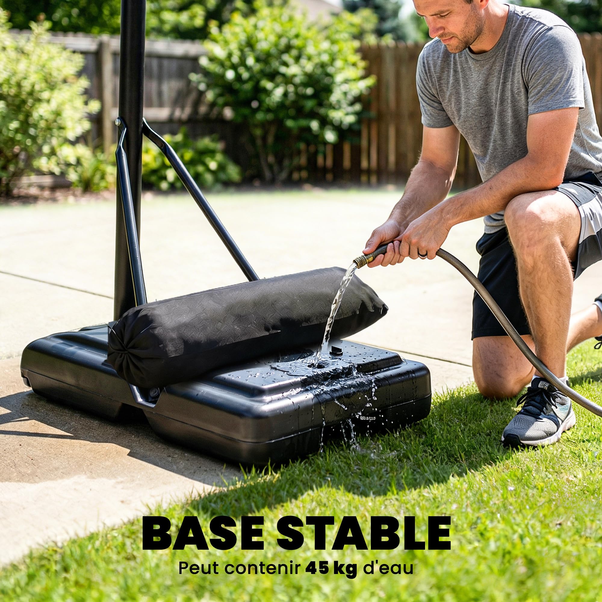 SPORTNOW Panier de Basketball sur Pieds avec Hauteur Réglable de 1,35 à 3,05 m, Panier de Basket Extérieur Portable avec Roues, Panneau Arrière en PE, Base de Lestage et Sac de Sable, Bleu