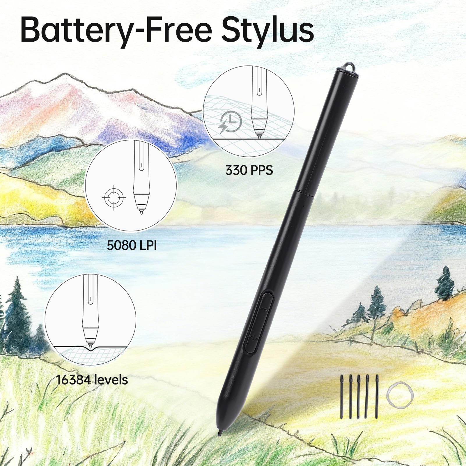 Tavoletta Grafica da Disegno, Area di Disegno da 4,49x6,81 Pollici con 16384 Livelli di Pressione, 6 Tasti di Scelta Rapida Stilo Senza Batteria, Compatibile con Win (Vendere)