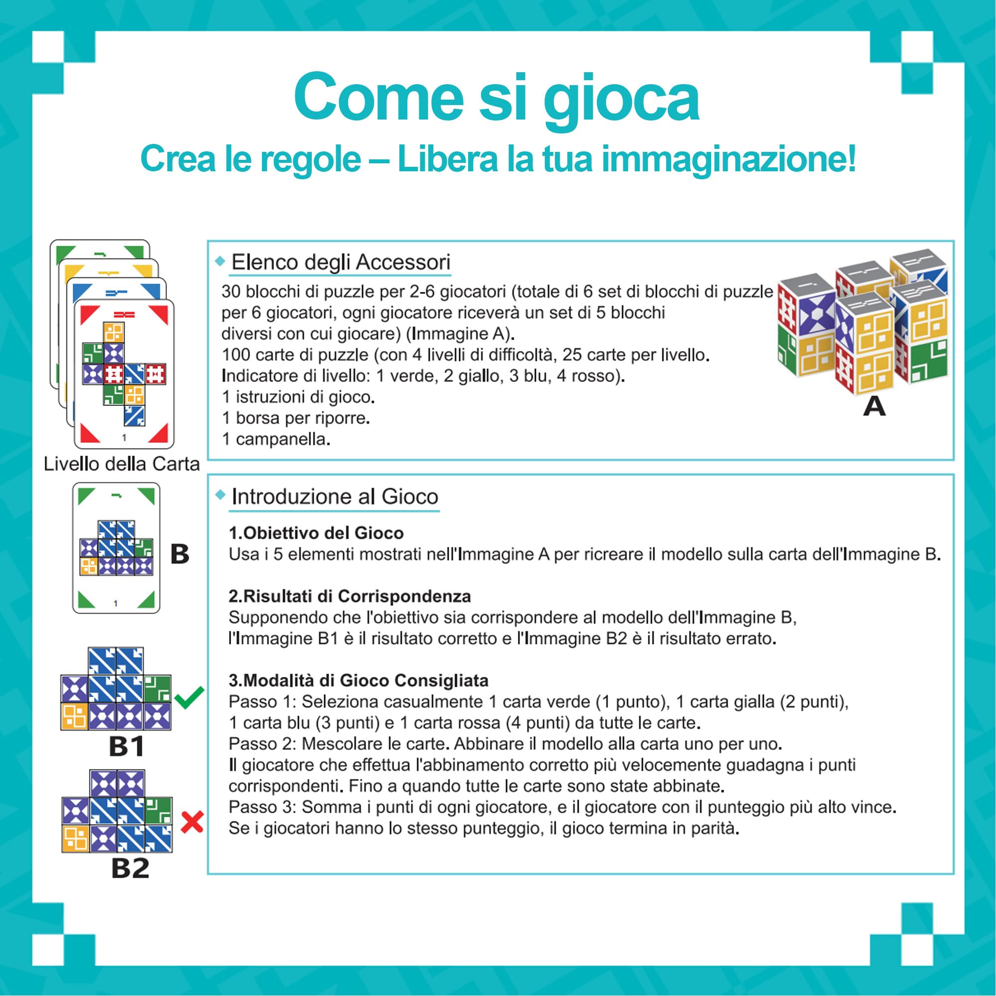 Giochi da tavola, Gioco Veloce di Abbinamento Blocchi per Fino a 6 Giocatori – Il Gioco da Tavolo Perfetto per Famiglia e Amici