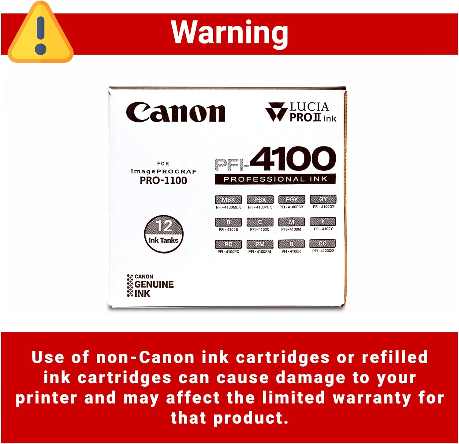 Canon PFI-4100 12 Color Pack Compatible to imagePROGRAF PRO-1100 Printer image 3