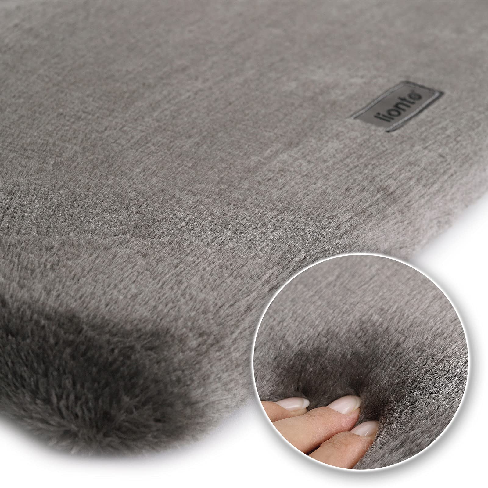 lionto Lit de fenêtre rembourré pour Chats en Peluche, 35x50 cm, Couchage pour rebords de fenêtre, Installation sans perçage, Amovible et Lavable, supporte jusqu'à 15 kg, Gris foncé
