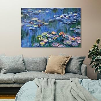 キャンバスプリントアート クロードモネ睡蓮の池 インテリア 額付き Amazon.co.jp: クロード・モネ 絵画 睡蓮池ポスター キャンバス