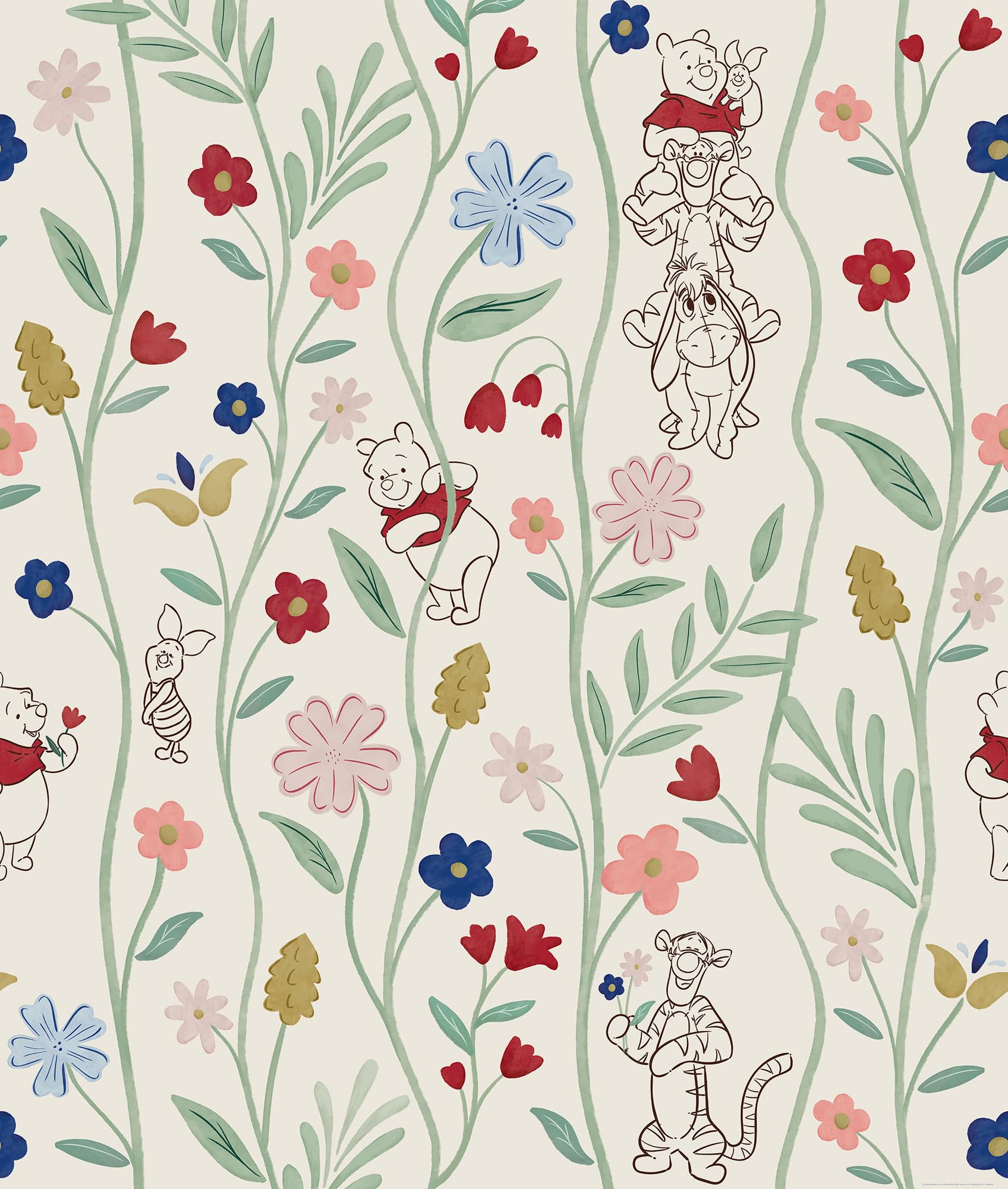 Komar Disney Winnie The Pooh Blossom Friends Vinyl Wallpaper Size 212 x 250 cm 1 Roll 4 Panels Nursery Baby Room Wallpaper - Image 2