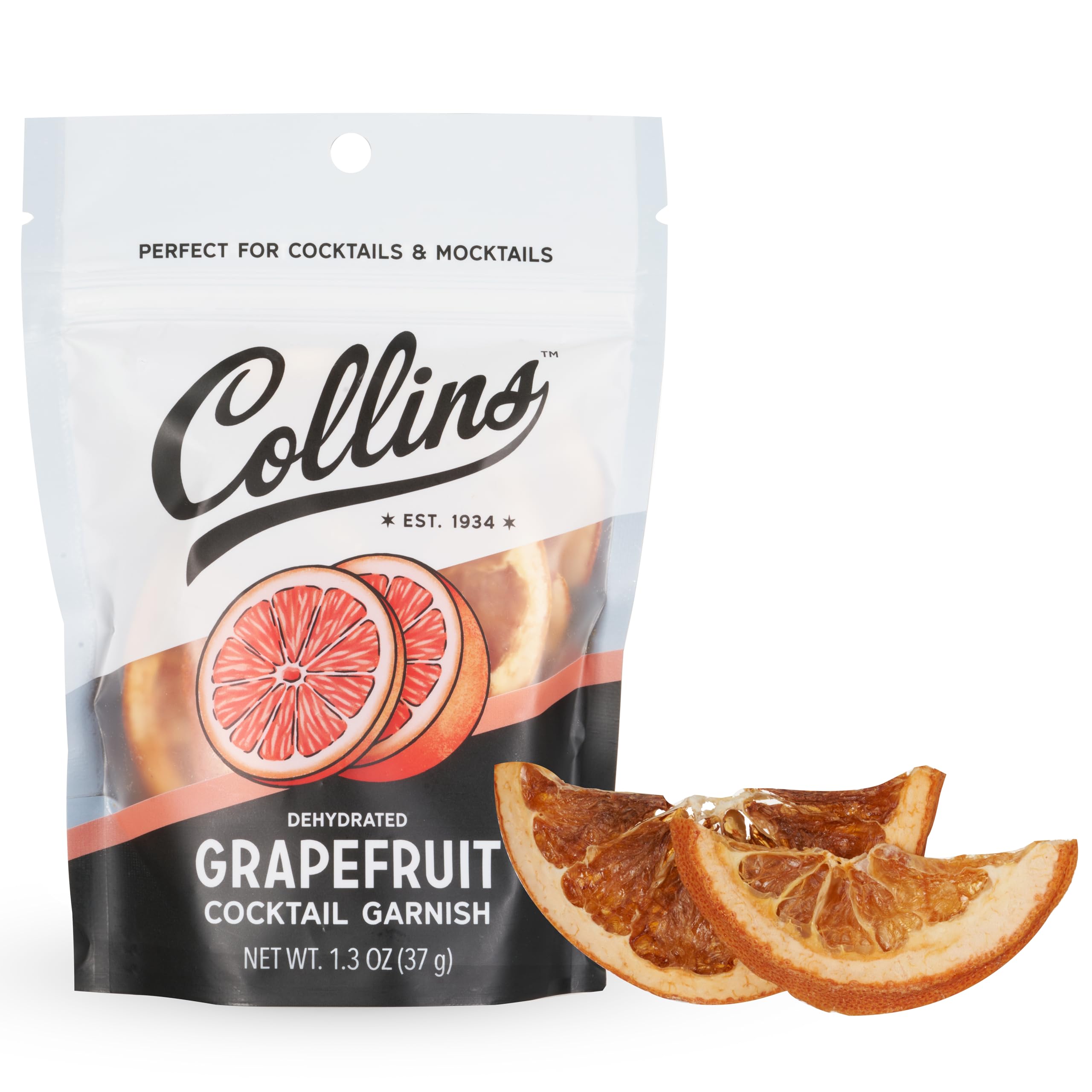 Collins Dehydrated Grapefruit Cocktail Garnish Slices, 1.3 oz – Made In USA – Ideal for Palomas, Gin & Tonics, Mocktails & Culinary Creations – Premium Drink & Food Garnish – 1.3 oz