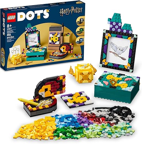 LEGO DOTS Hogwarts - Kit de escritorio 41811, accesorios y suministros para el regreso a clases de Harry Potter, artículos de decoración de