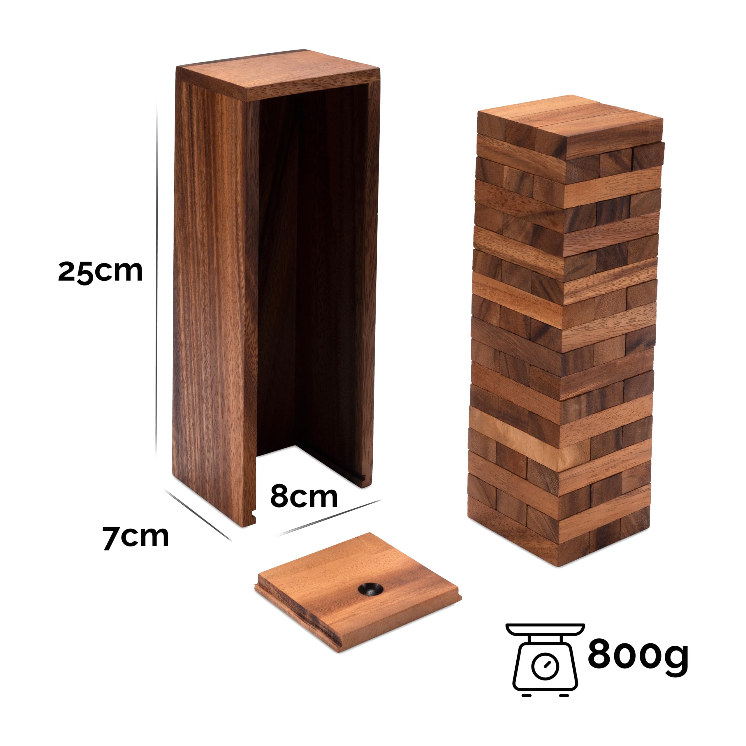 LOGOPLAY Torre tambaleante tamaño. S - 23 cm de Altura - Condo - Torre de Madera - Juego de Habilidad - Juego de Tablero de Madera Marrón