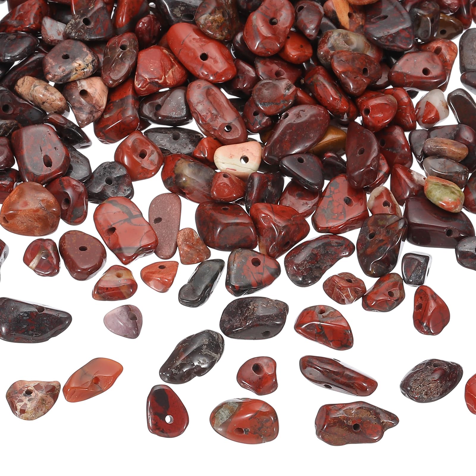 PATIKIL Chip Stone Beads, 350Pcs Crystals Gemstone Irregular Stone Loose Rocks Bead for DIY Jewelry Making Bracelet Necklace Earring, Red Black