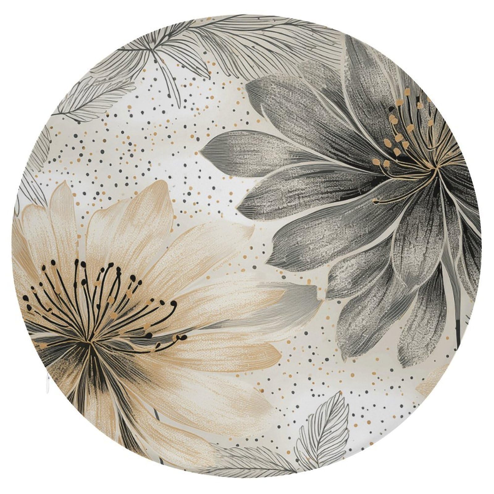Wsoihfec Style Beige And White Stripes Seat Cushion Round Chair Pad