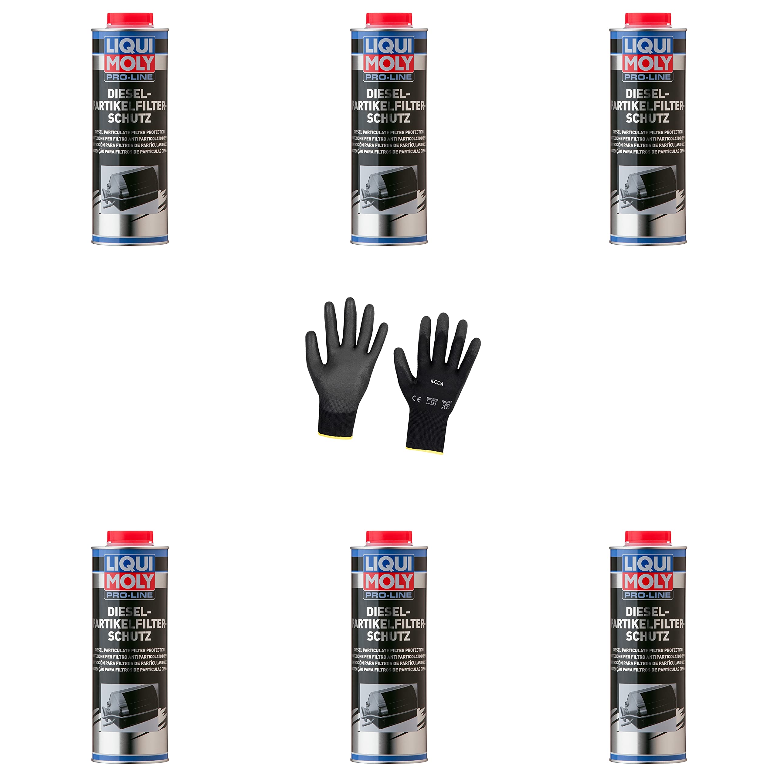 6xOriginal Liqui Moly 1l Pro-Line Dieselpartikelfilter-Schutz 5123 Schutzhandschuhe