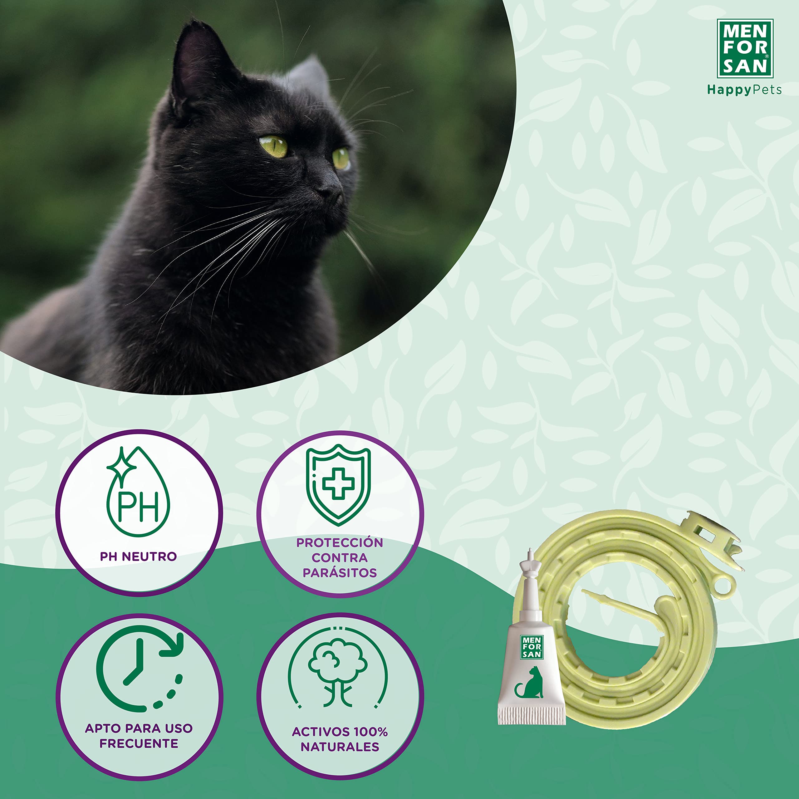 MENFORSAN Pack Mix de Collares y Pipetas Anti-Insectos para Gatos, Incluye 2 Collares y 6 Pipetas, en Bolsa Autocierre