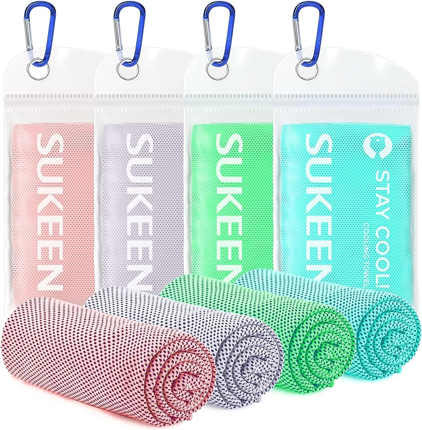 4 Pack Cooling Towel (40"x12") for Sweat, Quick-Drying Neck Cooling Wraps, Soft & Breathable Chilly Sports Towel for Yoga, Sport, Workout