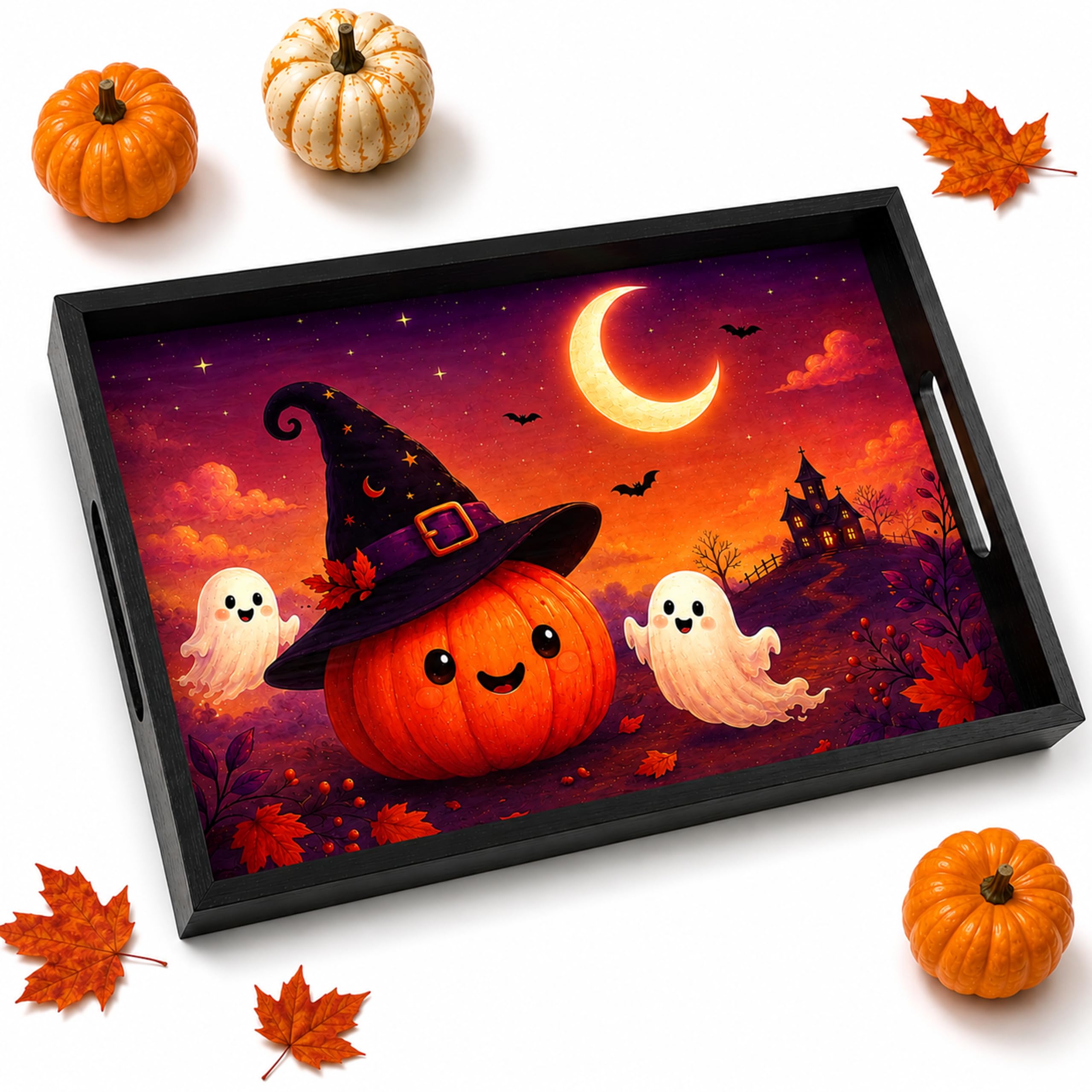 Halloween Decoration Serving Tray with Handles for Sweets