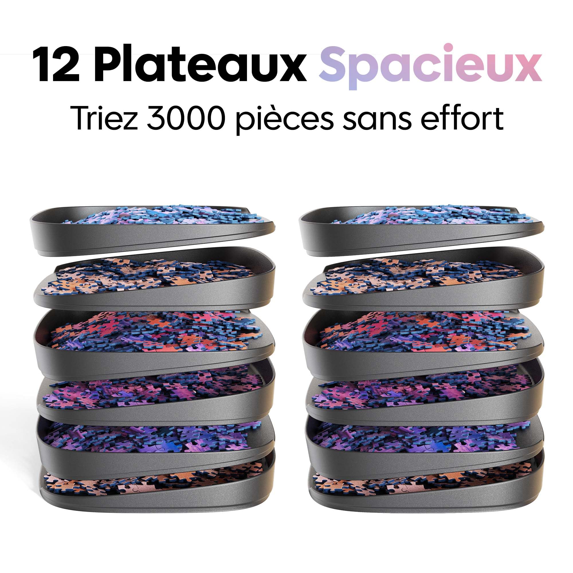 Puzzlup Trieur de Puzzle 1500 Pièces avec Présentoir de Boîte - Boite Tri 6 Bacs Empilables