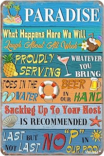 メタルサイン パラダイス プール ルール ブリキ看板 ヴィンテージ プール テラス 壁装飾 スイミングプール サイン 屋外装飾 プールサイン 12x8インチ