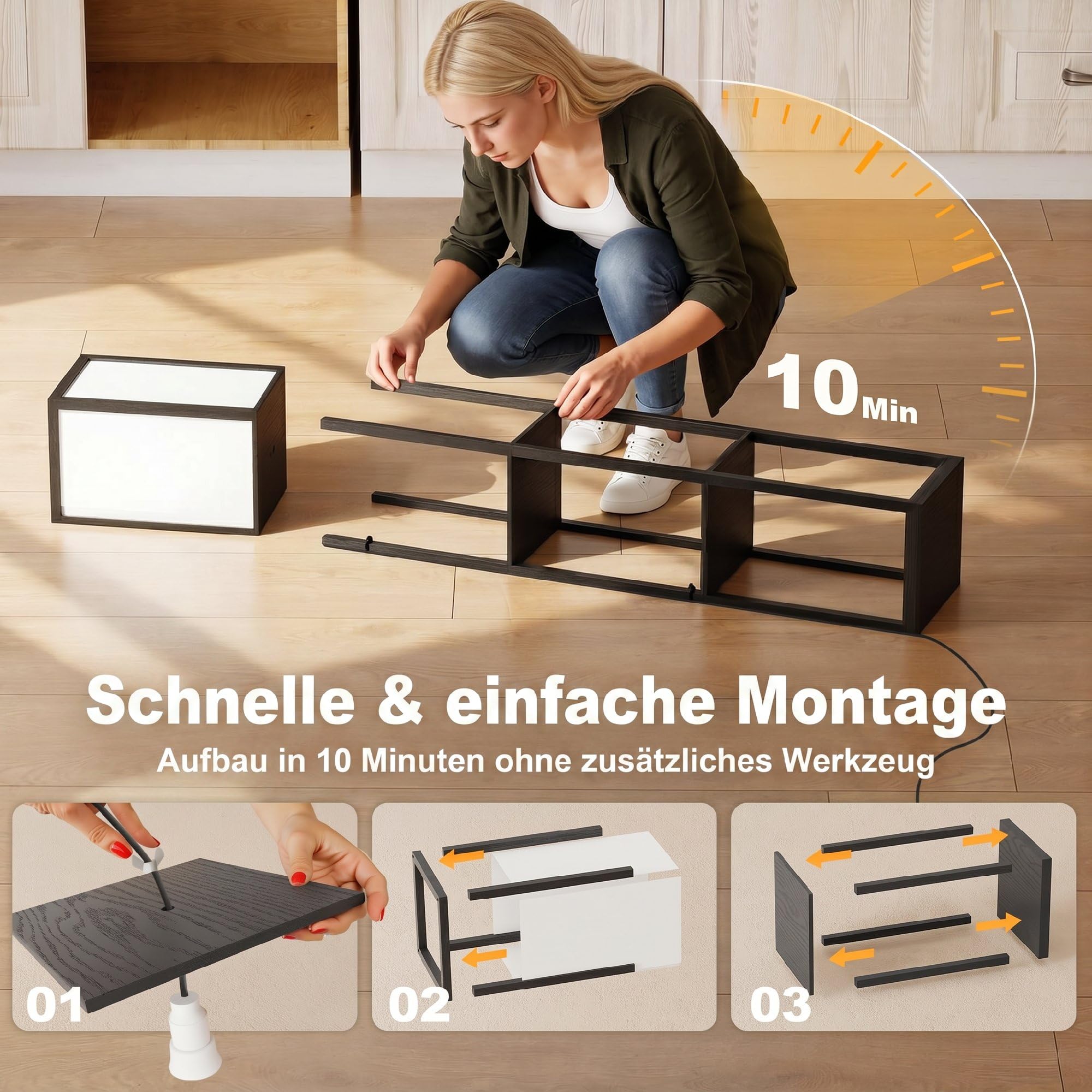 HOMCOM LED Stehlampe mit Regalen, Wohnzimmer Stehleuchte mit E27 Schwarz | Fassung bis 40W, USB-Anschlüsse, Standleuchte, Lampenschirm aus Acryl, für Schlafzimmer, Arbeitszimmer, Büro