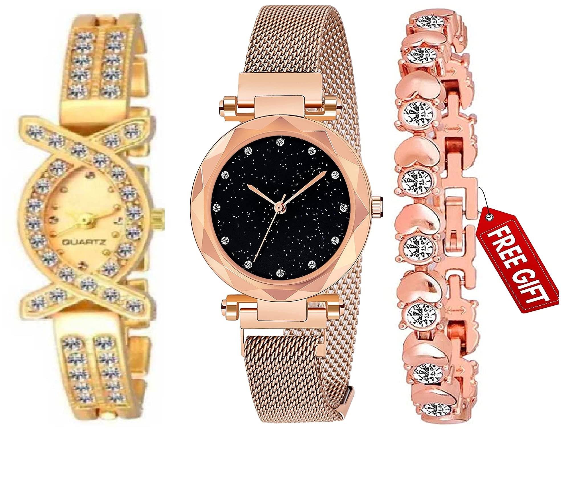 BID Analogue Womens Rose-Gold Magnet Watch With Rosegold Bracelet (B09FYCKHTY) Amazon Price History, Amazon Price Tracker