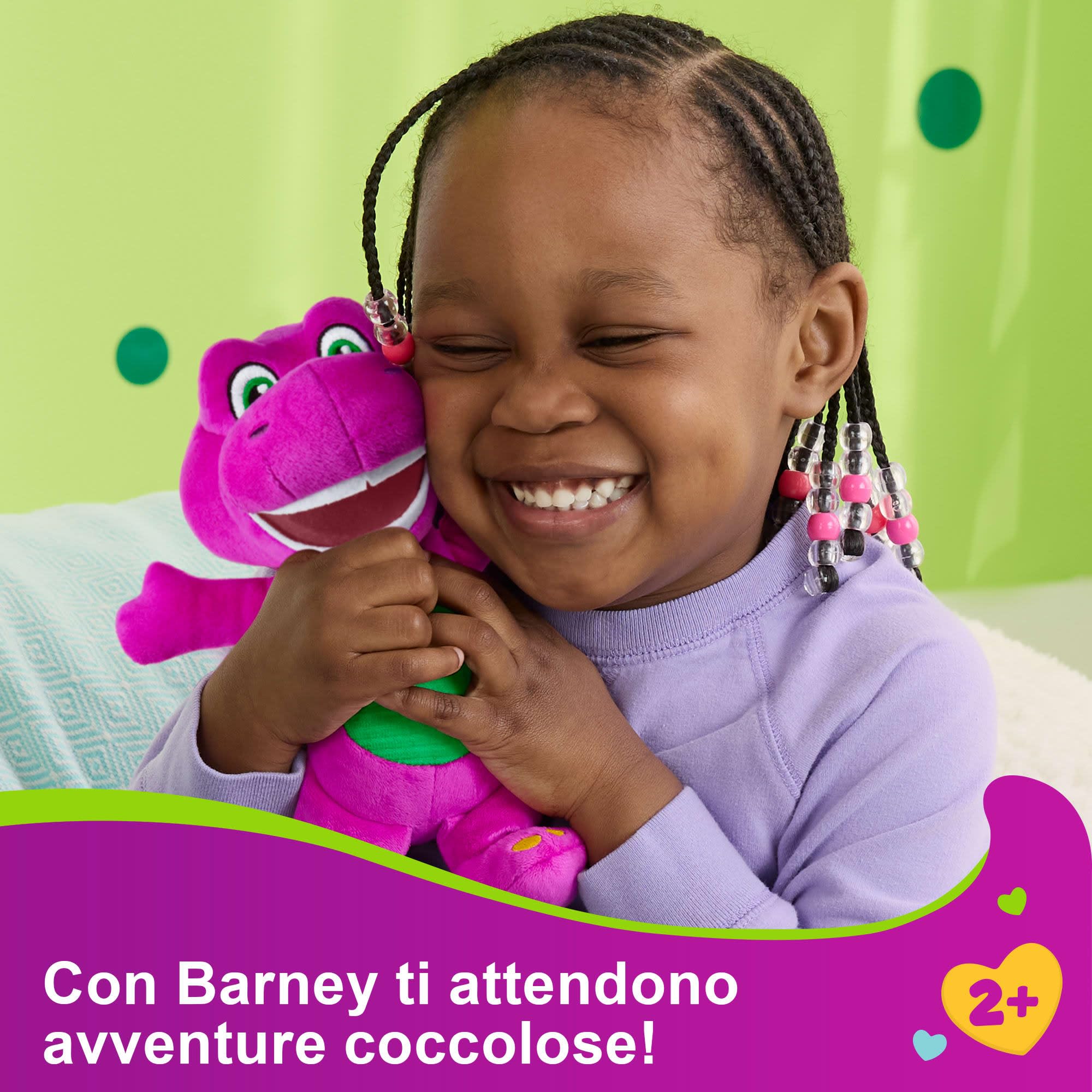 Fisher-Price Il Mondo di Barney - Barney, dinosauro peluche alto 16+ cm in morbido tessuto viola e simpatico volto ricamato, lavabile in lavatrice, giocattolo per bambini, 2+ anni, HVF40 - 3