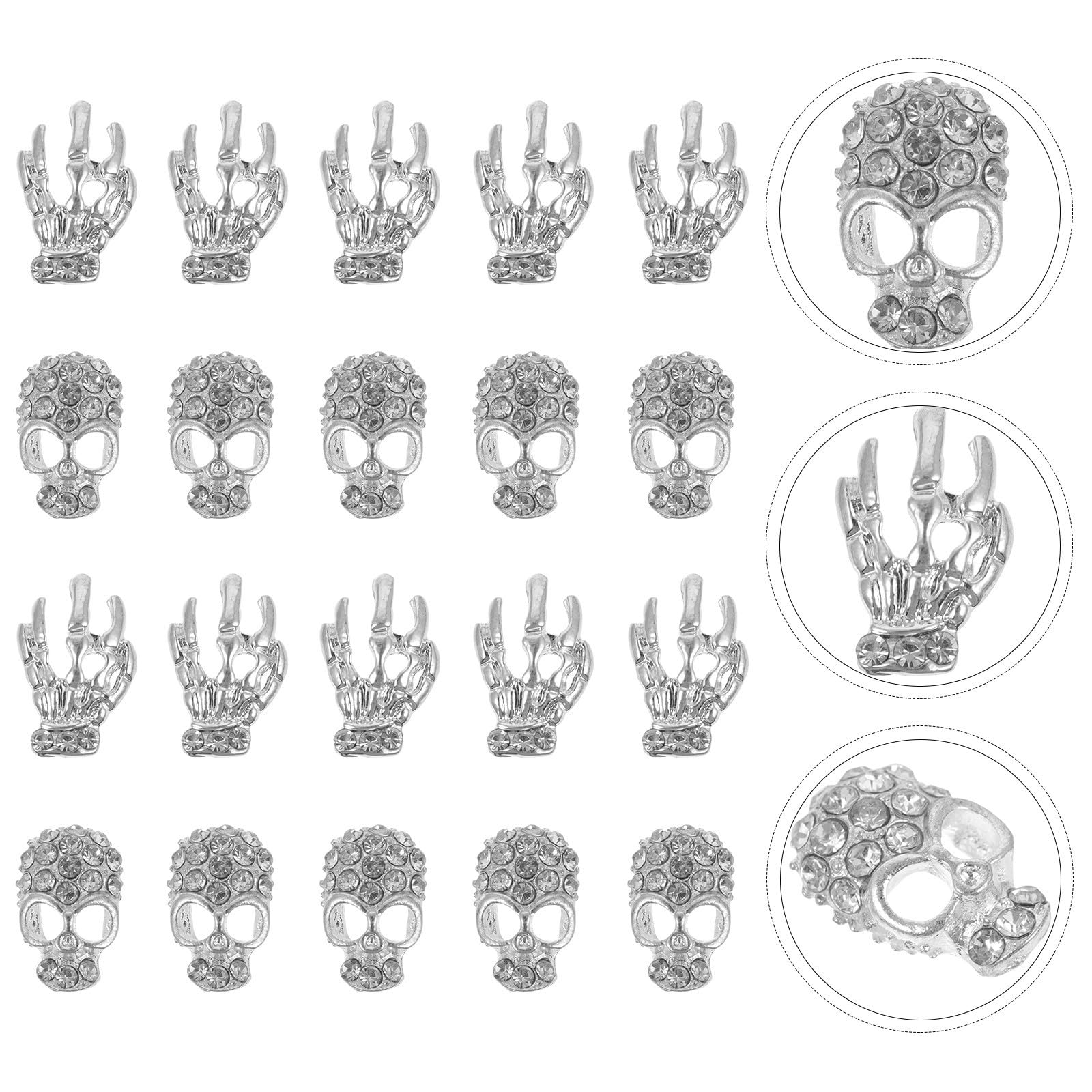 Abaodam 280 Piezas Pasta para Uñas con Pegatinas de Manicura de Calavera en Aleación Plateada, Fáciles de Pegar y Quitar para Decoración de Uñas Vida Diaria