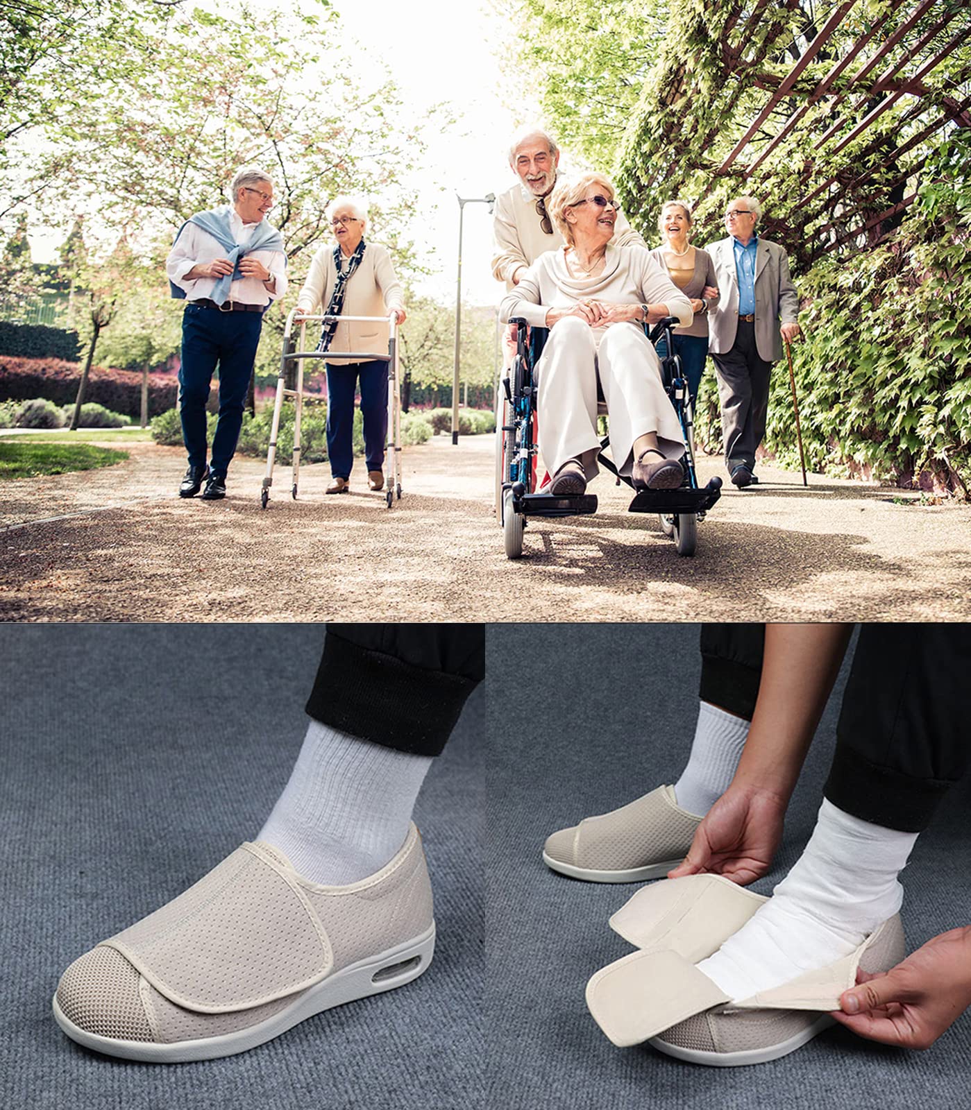 Scarpe di Larghezza Extra Larga Donna Uomo Scarpe Diabetiche, Punta di Chiusura Regolabile Piedi Gonfi Pantofole per Anziani Artrite Edema Pollice Valgo, Scarpe Ortopediche per Donna