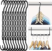 HOUSEDAY Black Magic Space Saving Hangers 10-Pack: Sturdy 5-Hole Cascading Closet Organizers for Heavy Clothes, Dorm Essentials