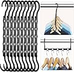HOUSE DAY Black Magic Space Saving Hangers 10 Pack, Premium Smart Hanger Hooks, Sturdy Cascading Hangers with 5 Holes for Heavy Clothes, Closet Organizers and Storage, College Dorm Room Essentials