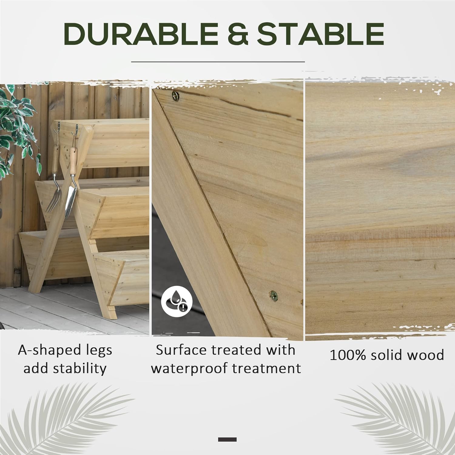 Outsunny Raised Garden Bed Wood, Freestanding Planter Stand with 5 Planting Boxes and 4 Hooks, Good for Herbs, Flowers, or Vegetables in Patio Balcony Indoor Outdoor - Image 5