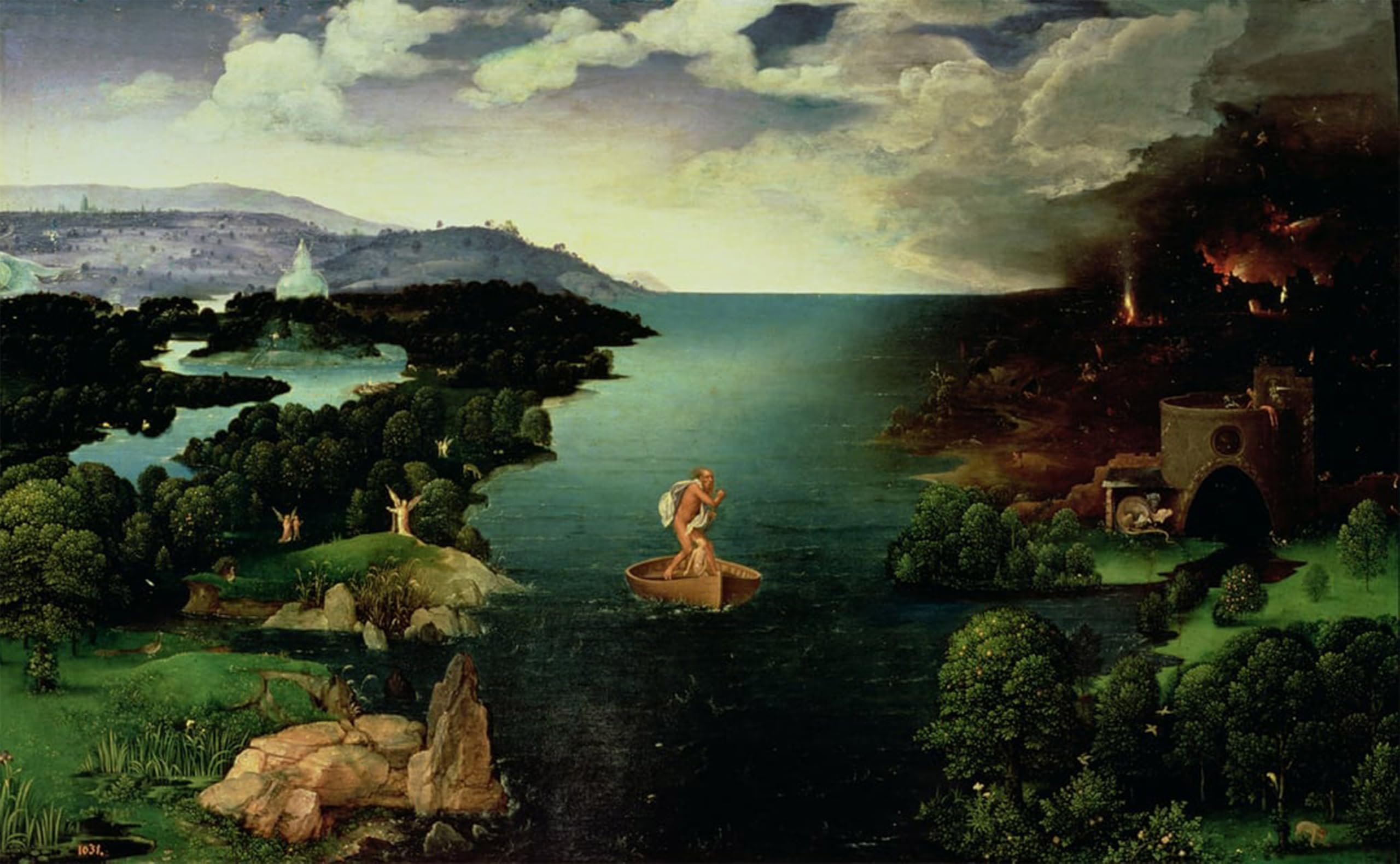 ARTXLXXBN Famous Painting Art Wall Decor Abstract Art Picture Charon Crossing the River Styx by Joachim Patinir Animal Pictures for Home Decor 60x90cm