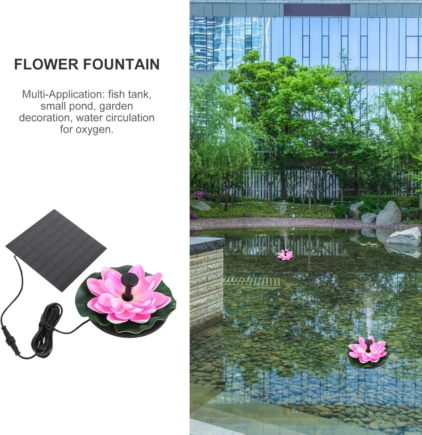 KESYOO Solar Powered Lotus Pond Fountain Pump for Outdoor Garden Birdbath Floating Water Fountain with Solar Panel Water Pump for Patio Pond Decor