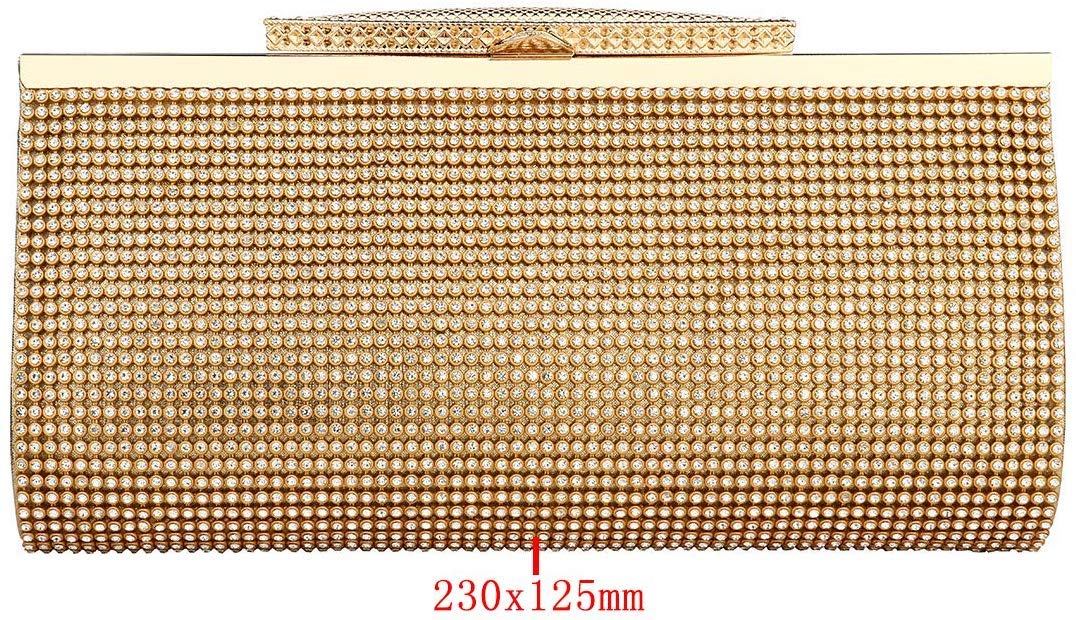 KALINNU Evening Party Clutch Handbag Bling Shiny Sparkly Rhinestone Wedding Purse for Women