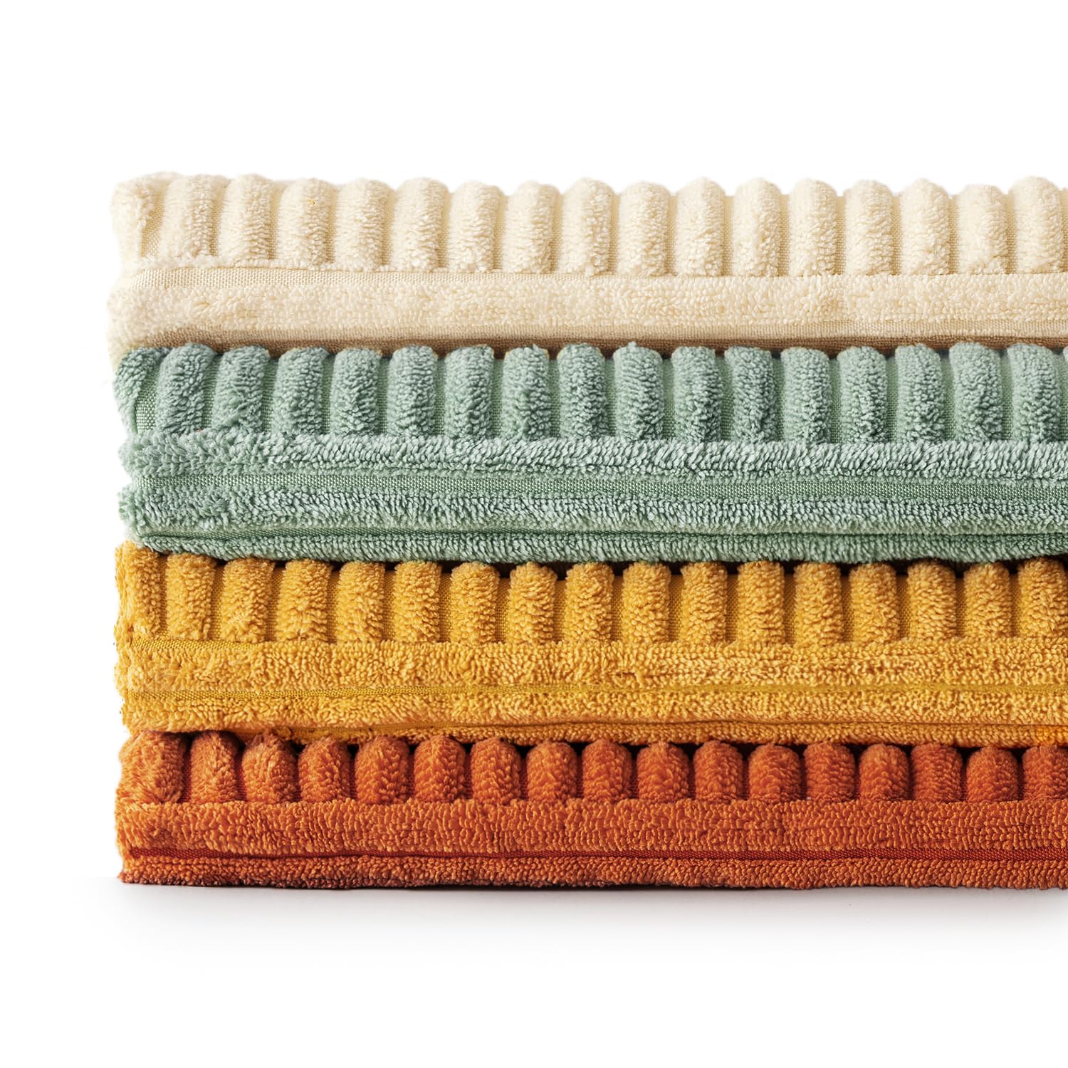 Juego de 4 fundas de almohada decorativas color verde azulado naranja de 18 x 18 pulgadas, fundas de cojín de pana a rayas bohemias modernas para sofá, dormitorio, decoración otoñal del hogar 8