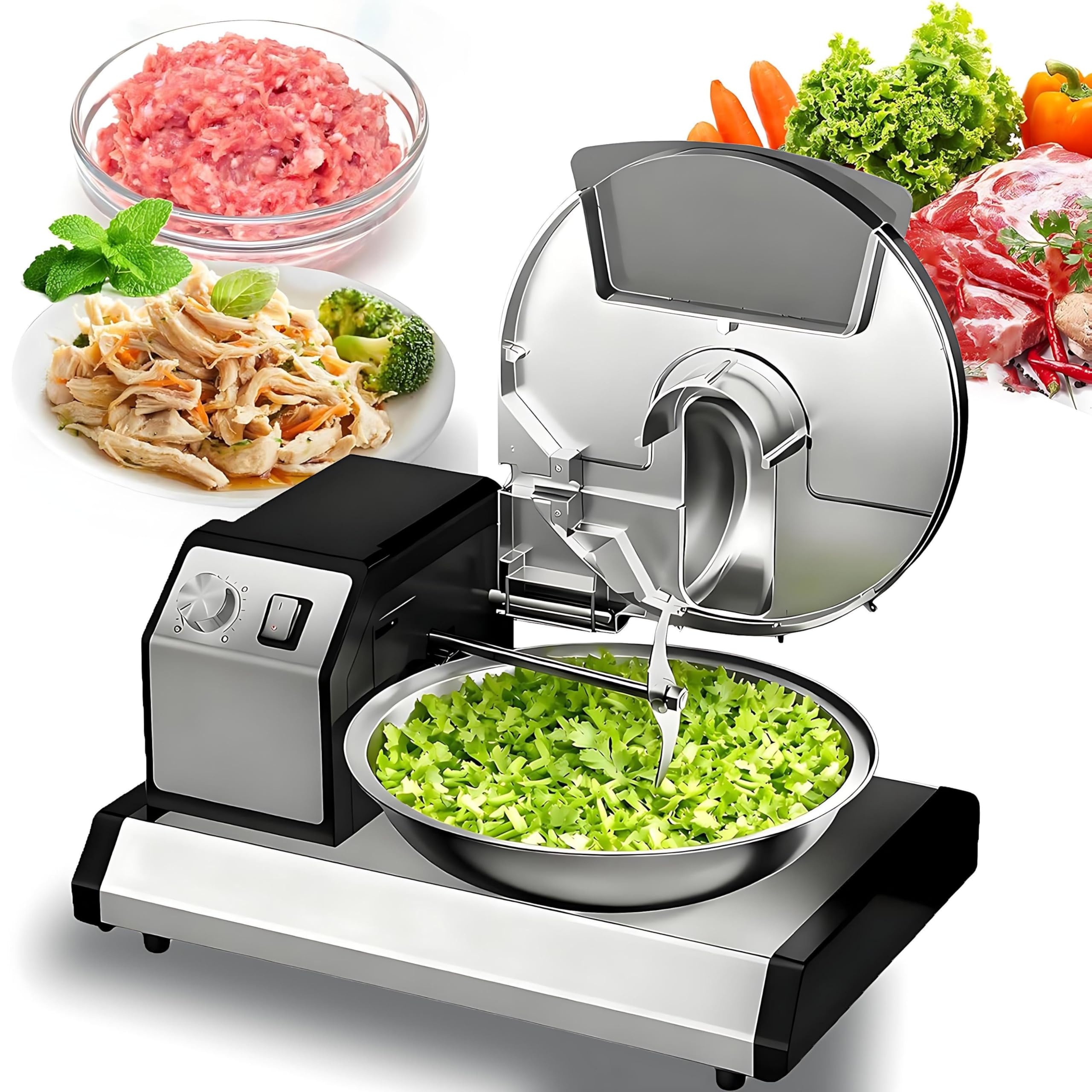 Robot culinaire électrique Robuste, Hachoir et broyeur Puissant de 250 W pour Viande, légumes, oignons, ail, Noix - Appareil de Cuisine Polyvalent