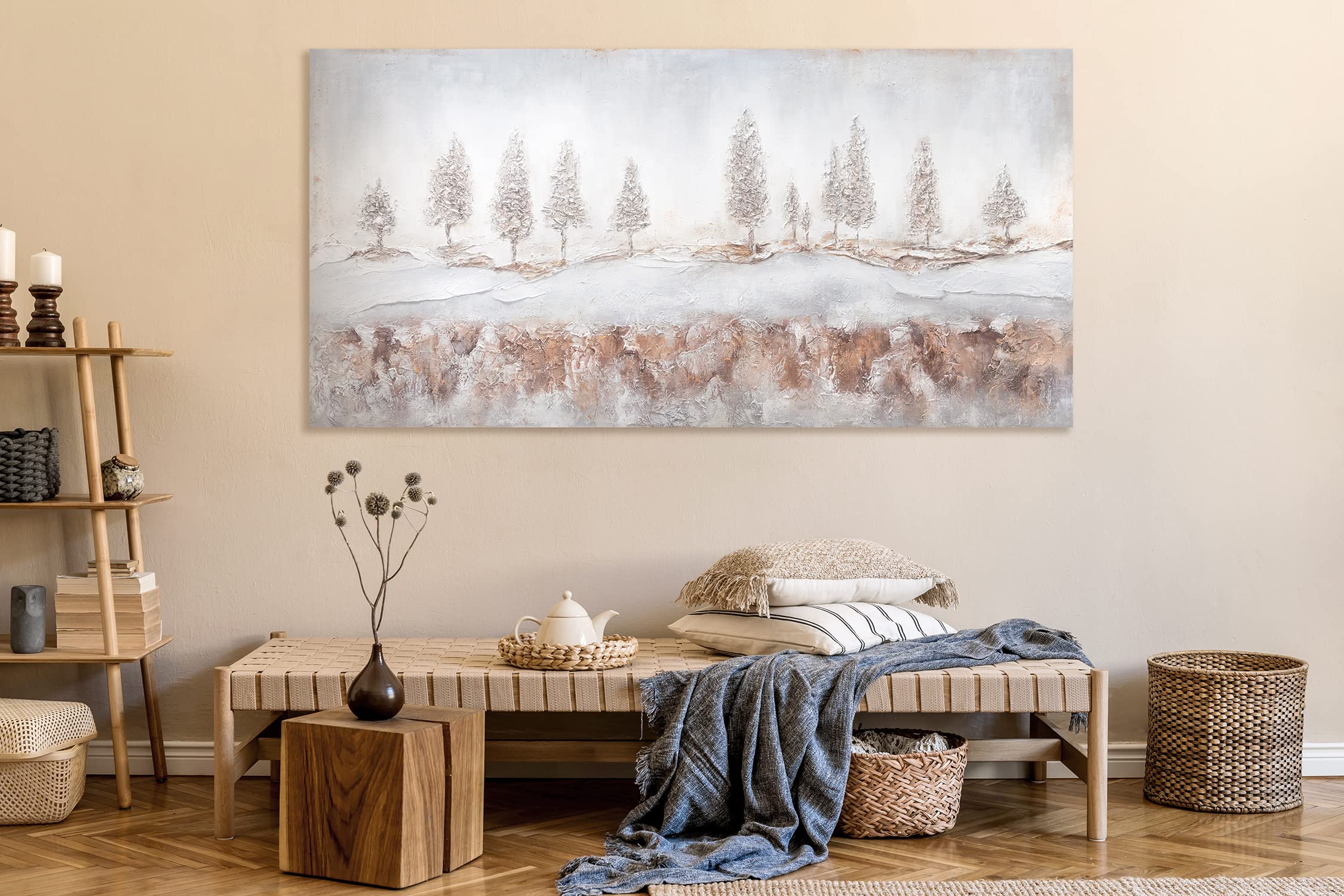 YS-Art Pittura acrilica su tela dipinta a mano Alba Arredamento del salotto tele per camera da letto texture, colori chiari 120x60 cm
