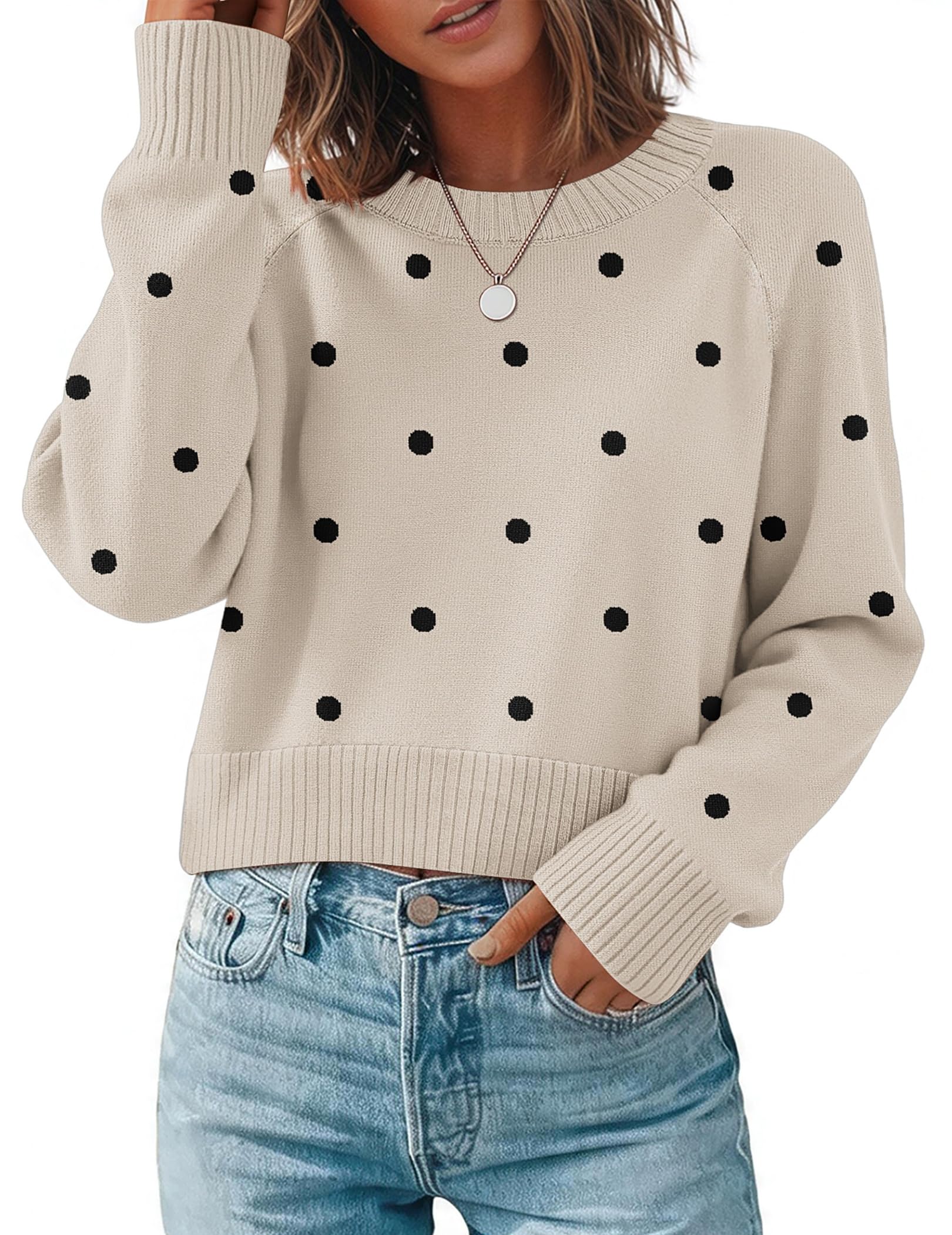 Zeagoo Sweaters for Women Cropped Crewneck Basic 2026 Trendy Fall Tops