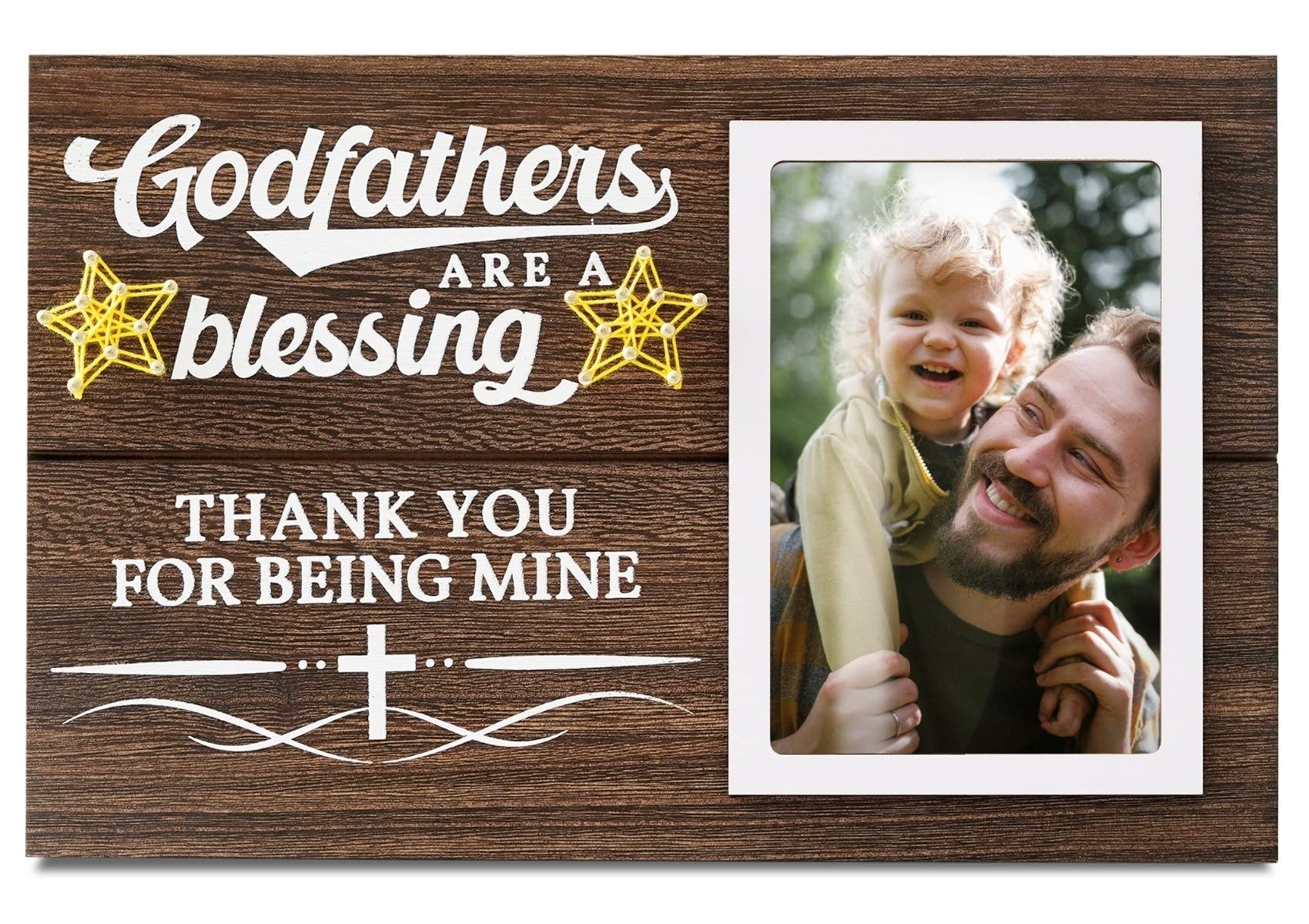 InnoBeta Godfather Gift, Godfather Gifts from Godchild, Godfather Proposal Gifts on Christening Day, Baptism Day, Birthday - Wood Picture Frame, 4"x6" Photo, Wall & Tabletop