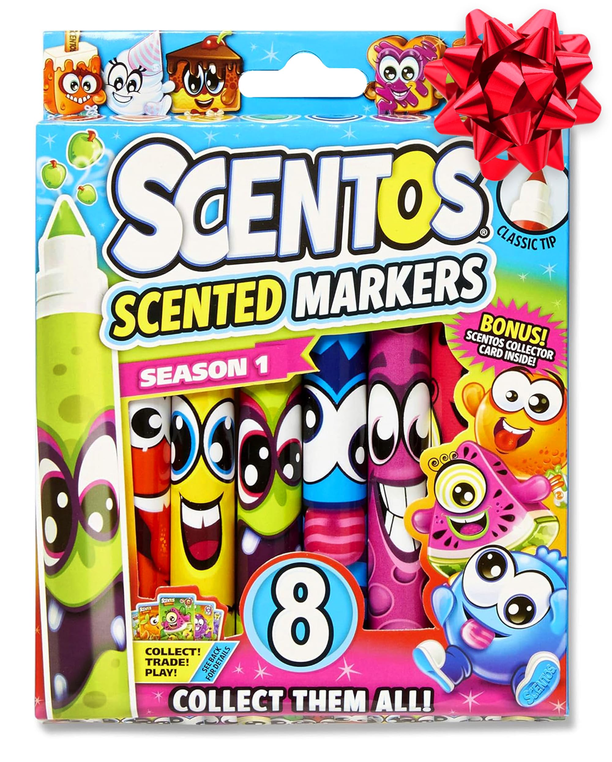 Scentos Classic Scented Markers for Kids Ages 4-8 - Colored Markers for School & Coloring Books (8-Pack)