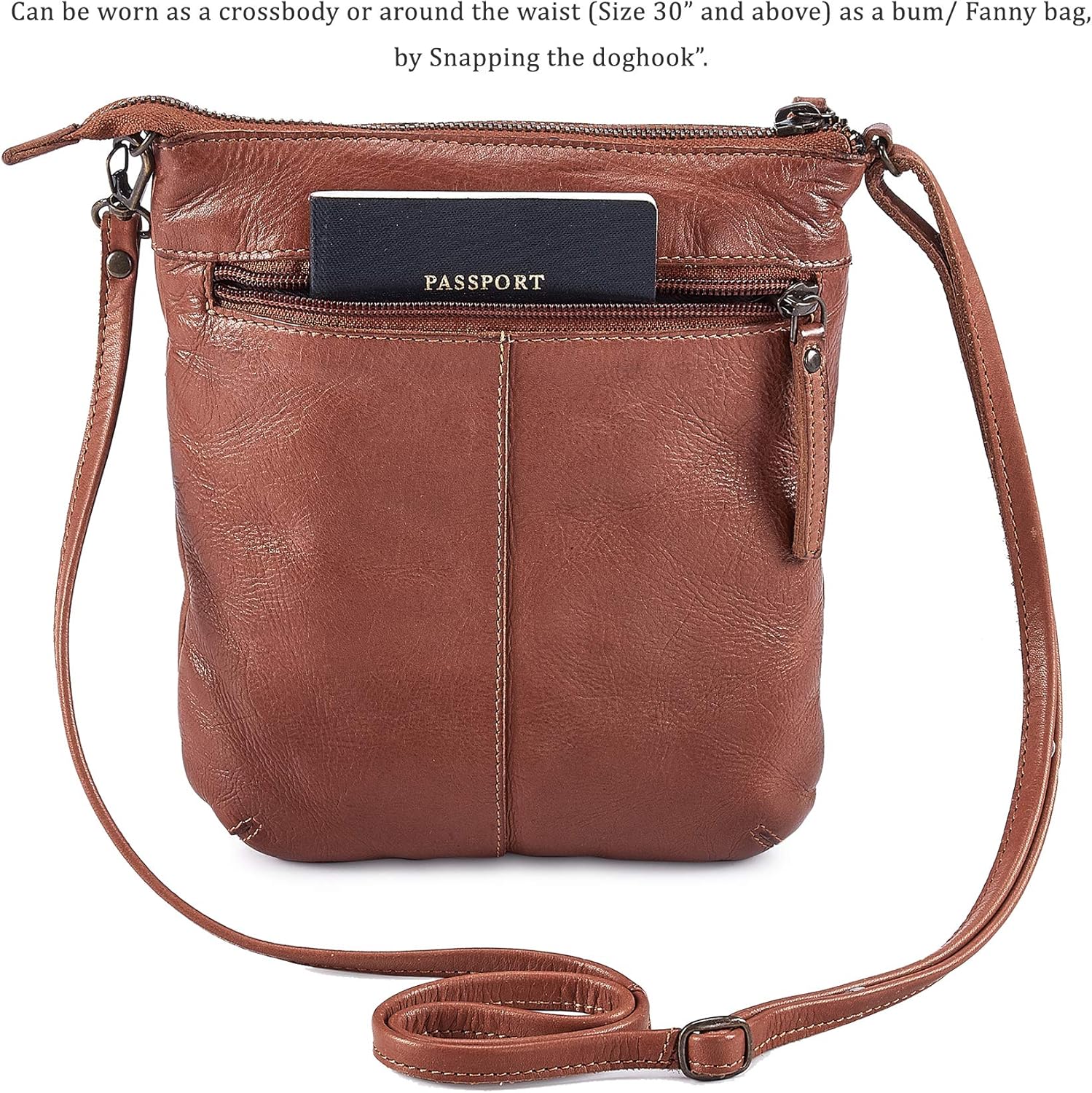 Small Crossbody Bags for Women Genuine Leather Travel Purse Vintage Sling Shoulder Bag with Adjustable Strap & Zipper Pockets - Image 5