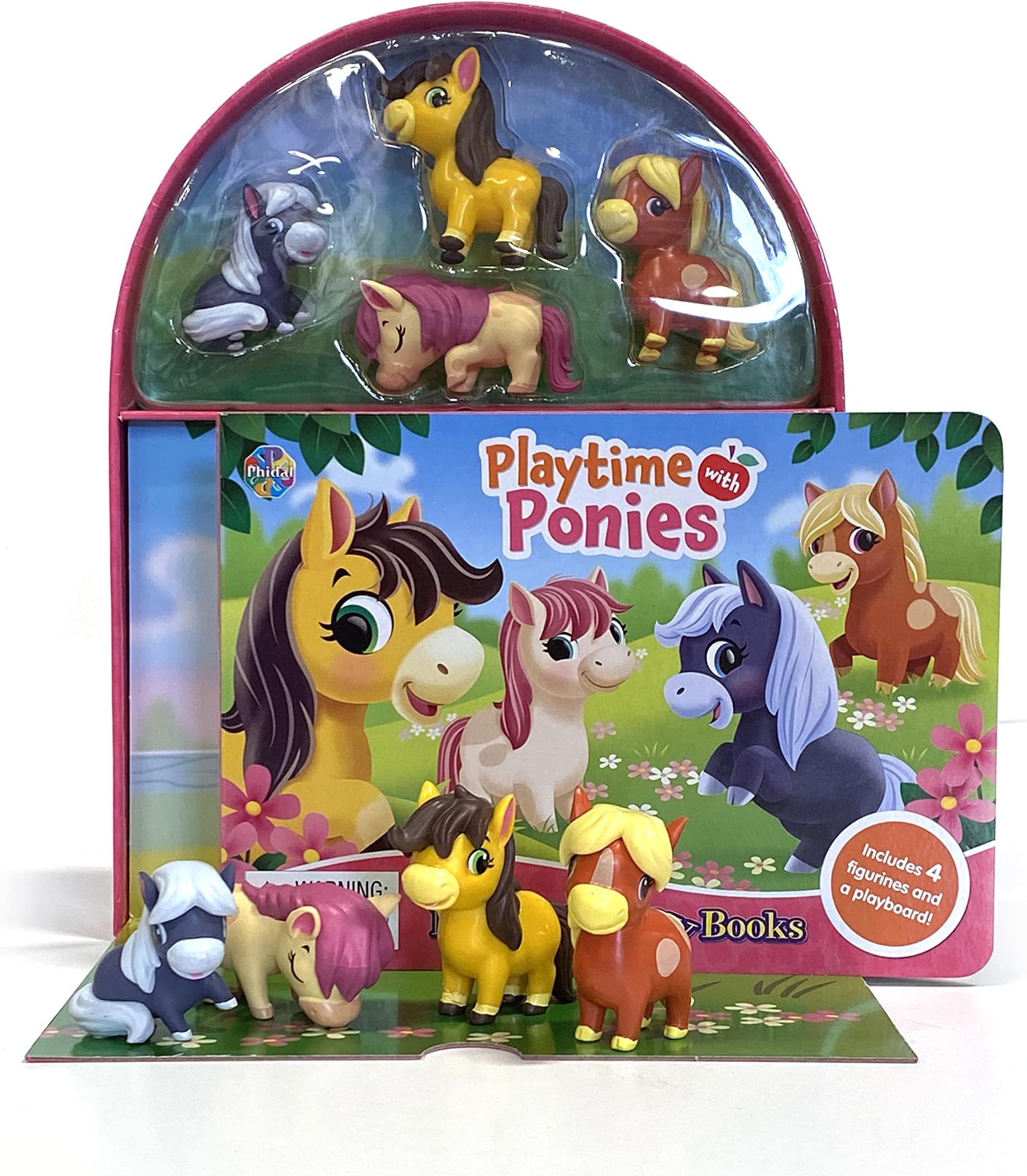 Phidal Playtime with Ponies My Mini Busy Books - Activity Books for kids, 10-page storybook, 4 figurines, a foldable play mat