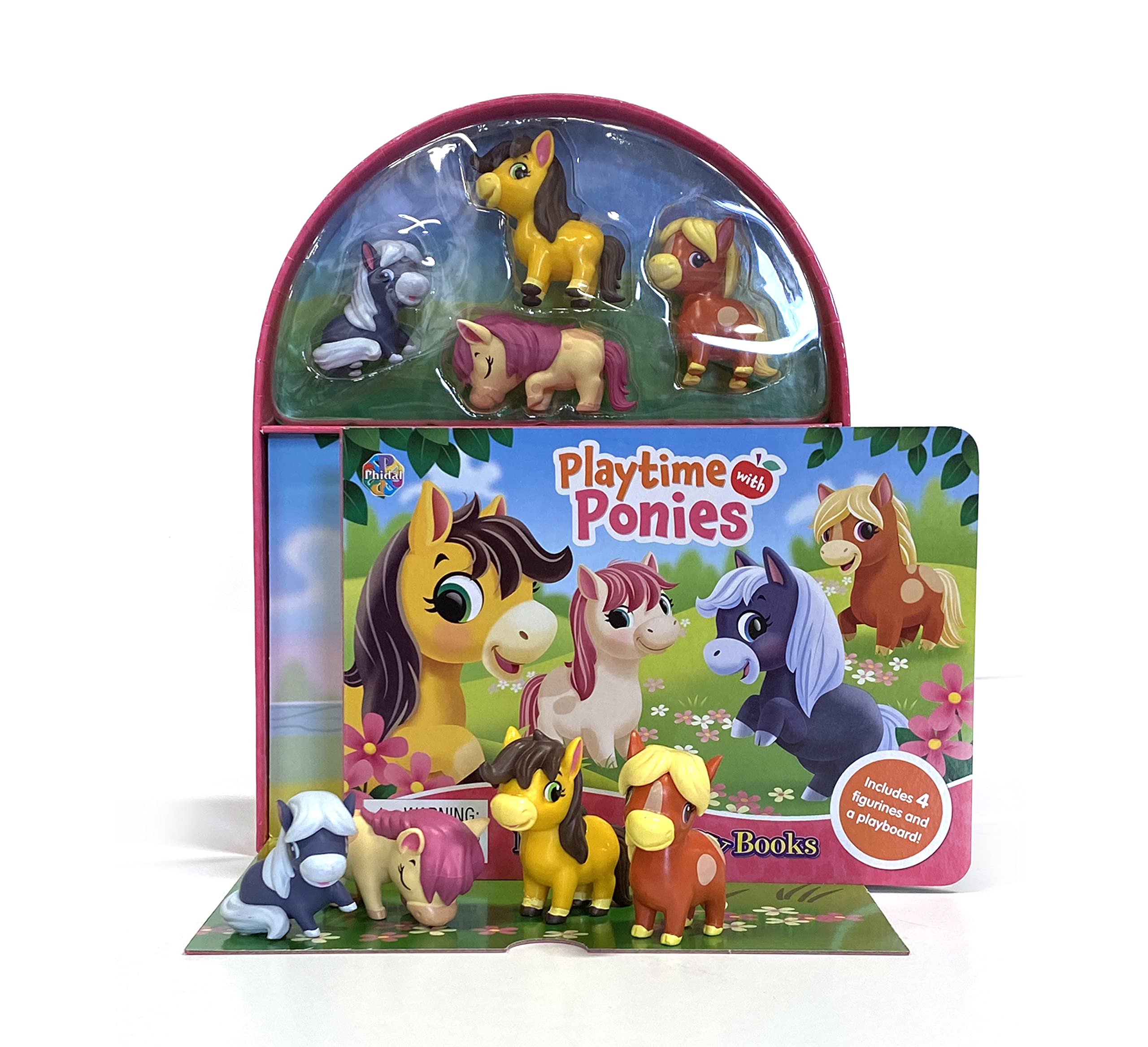 Phidal Playtime with Ponies My Mini Busy Books - Activity Books for kids, 10-page storybook, 4 figurines, a foldable play mat